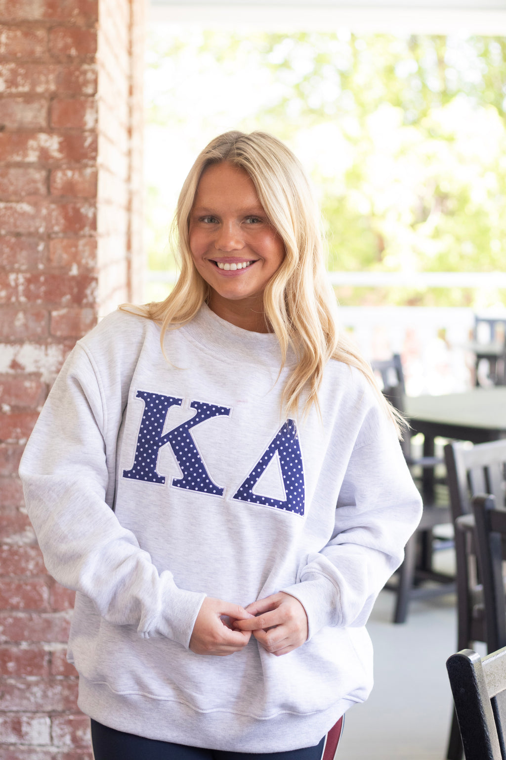 Kappa Delta Navy Polka Dot Mockneck