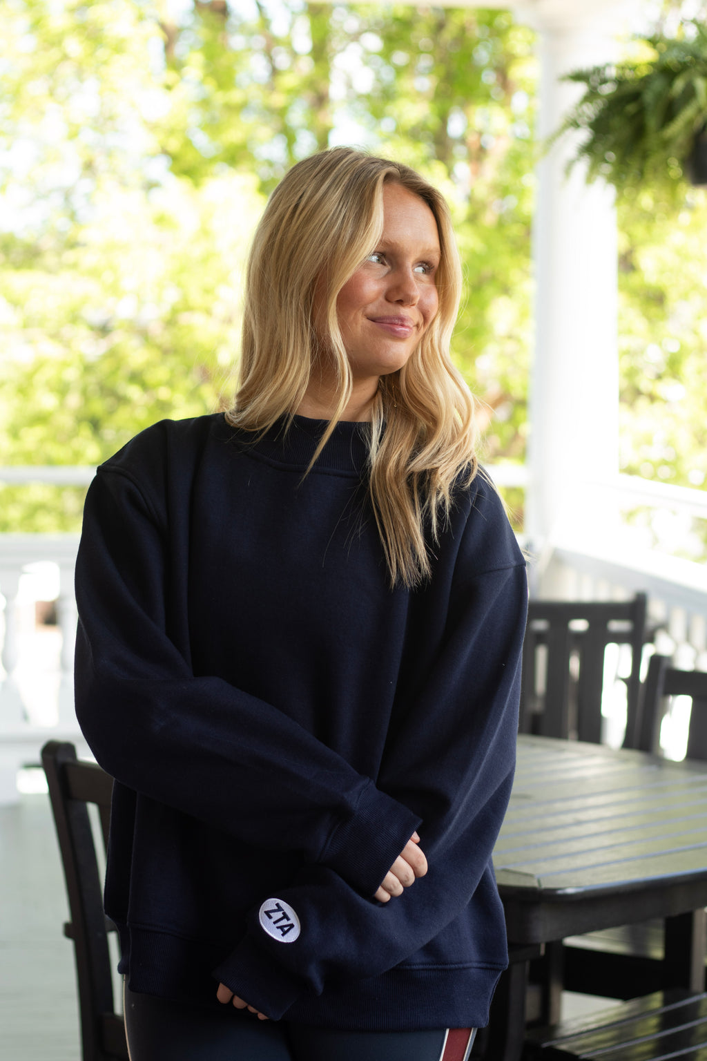 Sorority Navy Patch Mockneck
