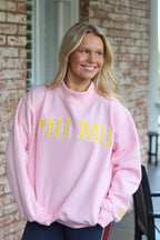 Phi Mu Mom Pink & Yellow Mockneck