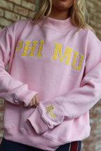 Phi Mu Mom Pink & Yellow Mockneck