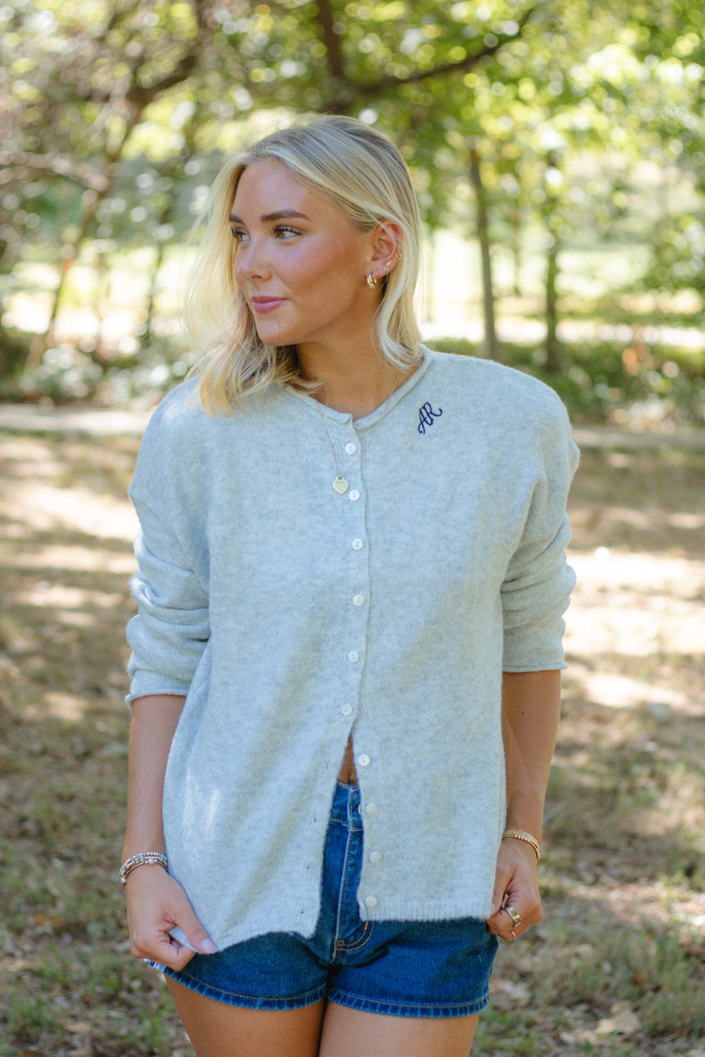 AR Grey Long-Sleeve Cardigan