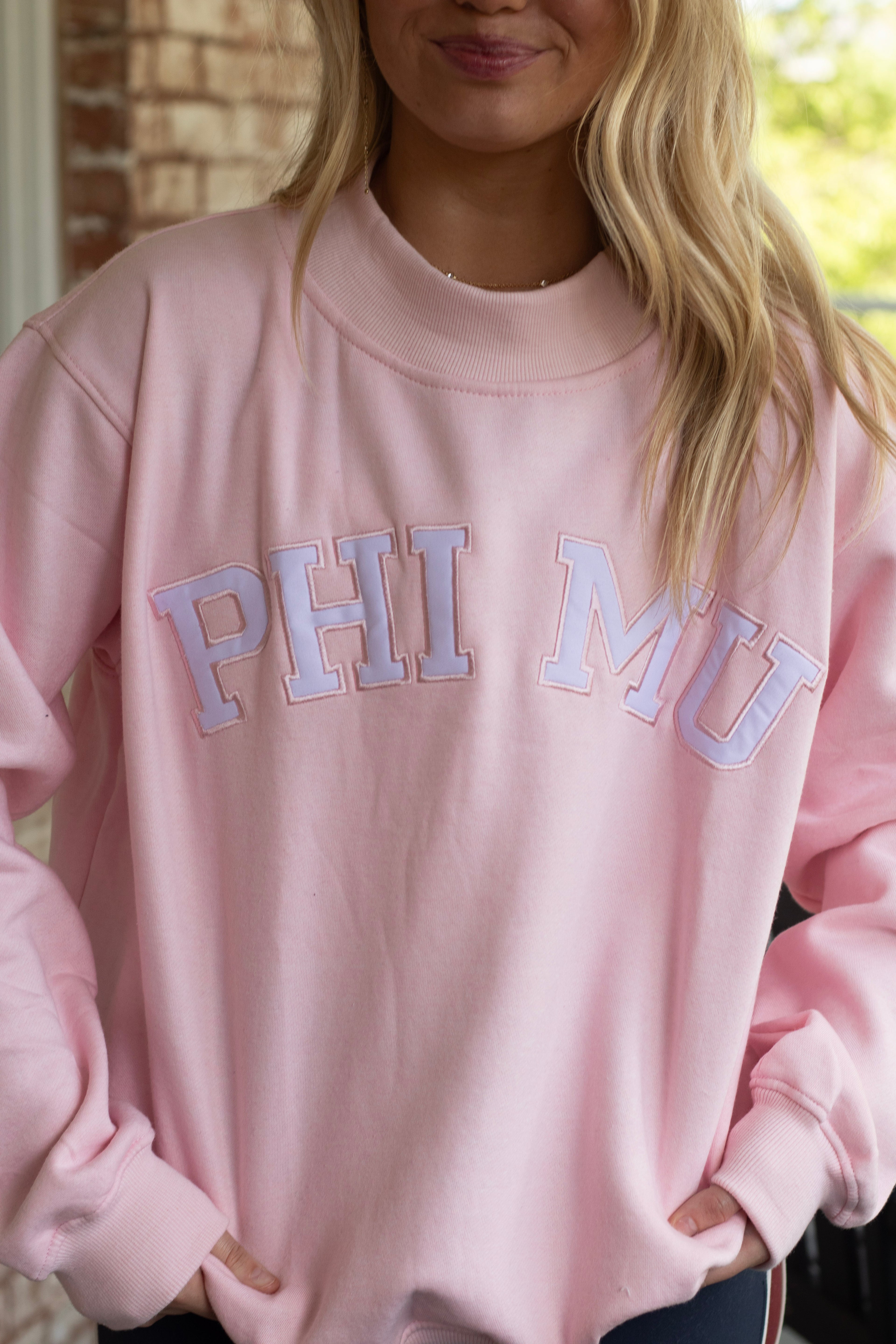 Phi Mu Pink Mockneck