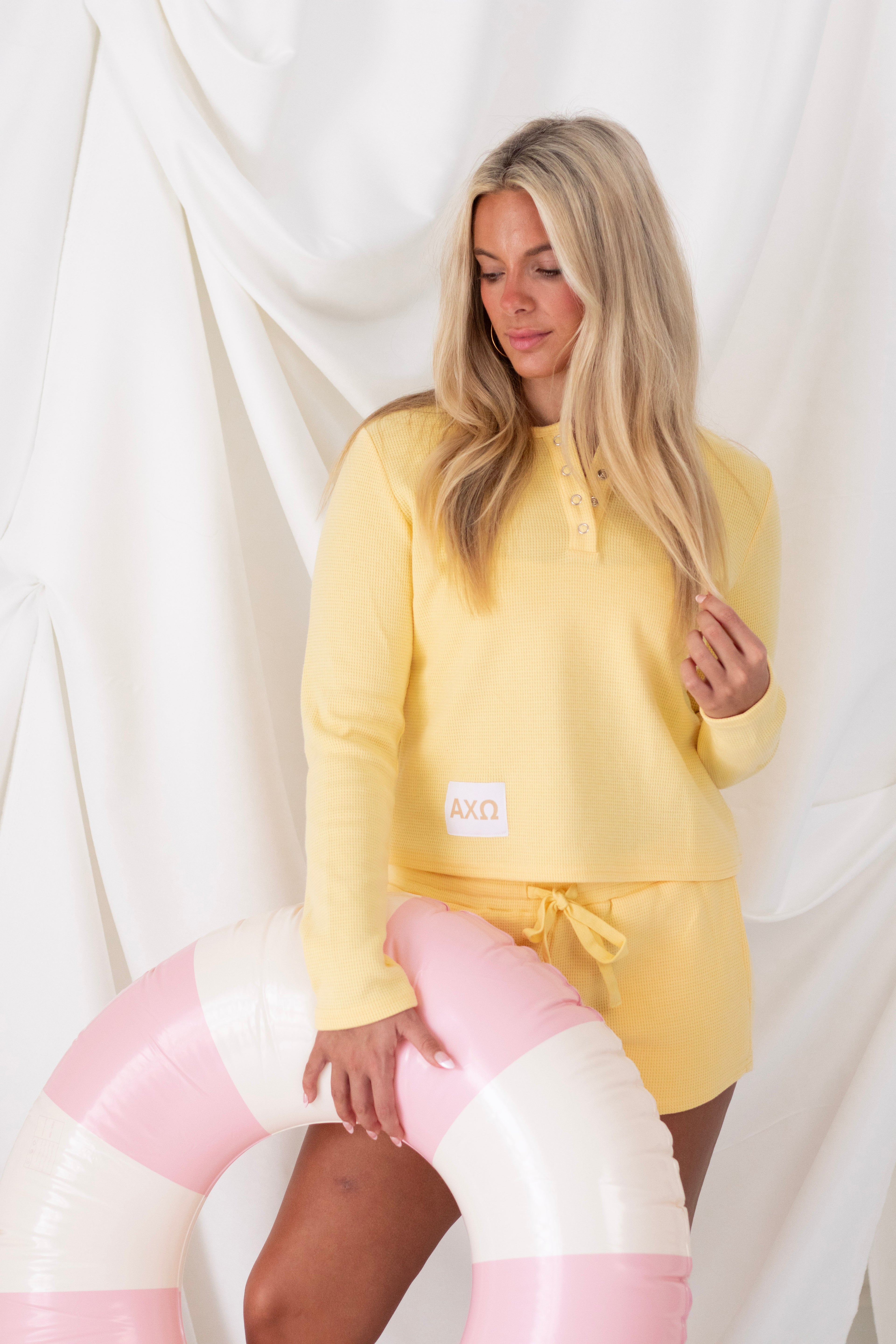 Sorority Yellow Tag Waffle-Knit Set