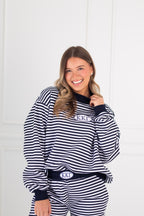 Sorority Patch Striped Mockneck