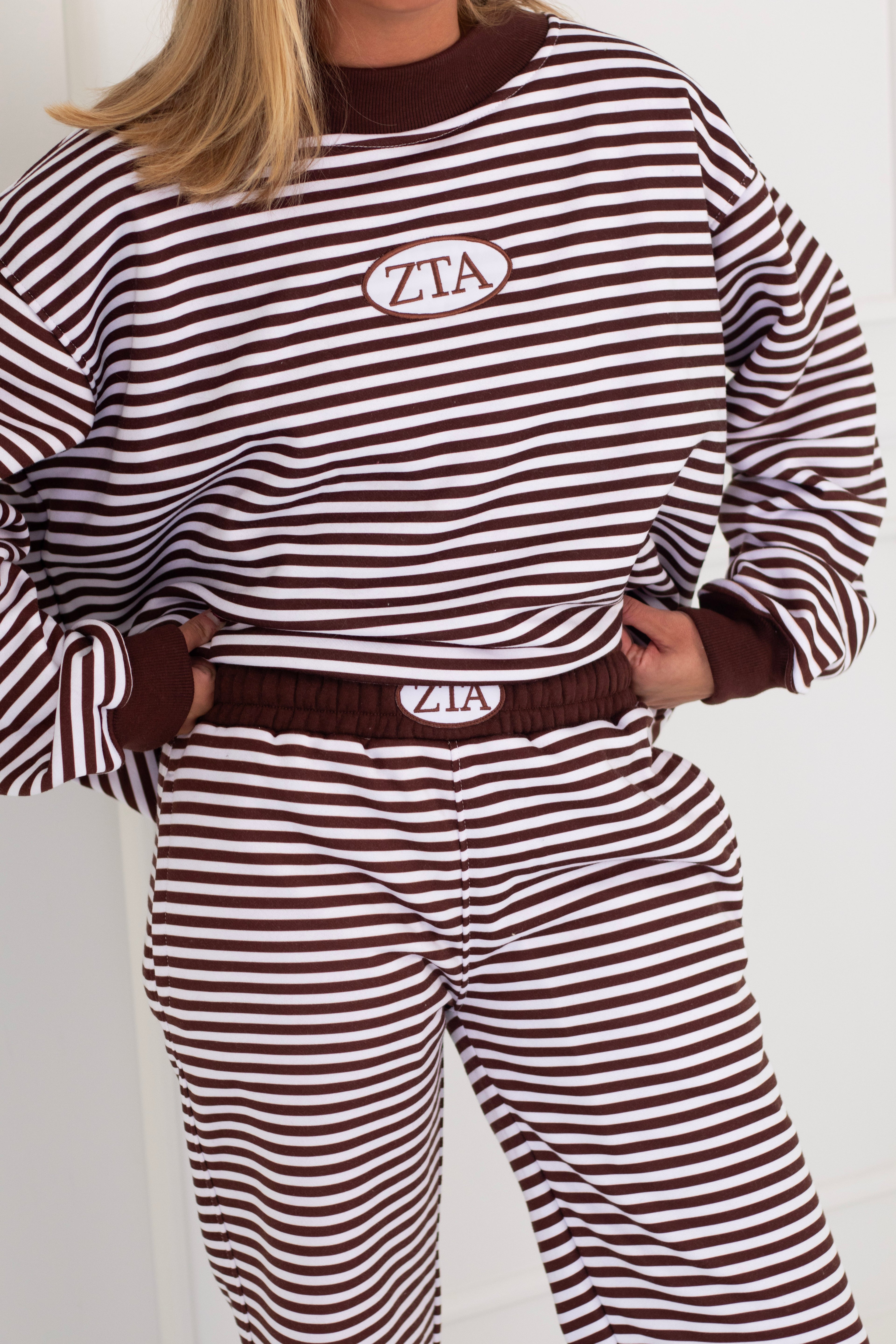 Sorority Patch Striped Mockneck