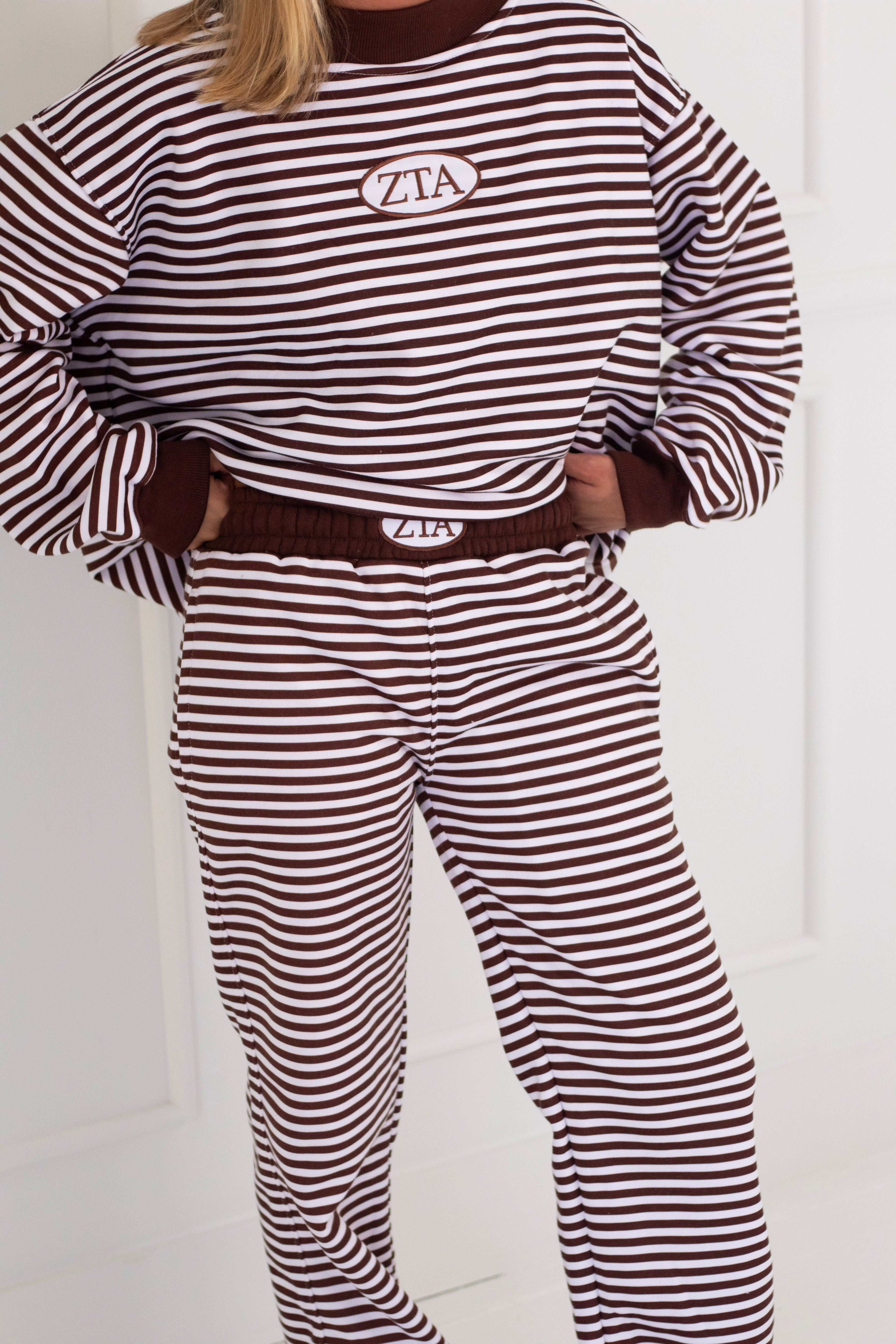 Sorority Patch Striped Mockneck