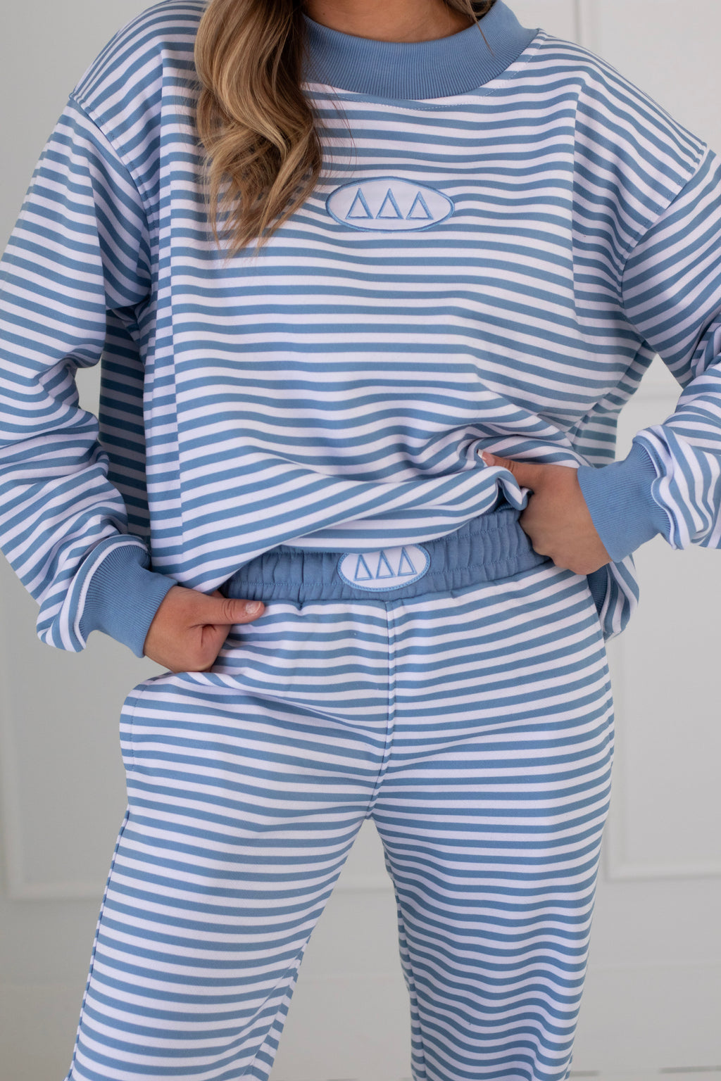 Sorority Patch Striped Mockneck