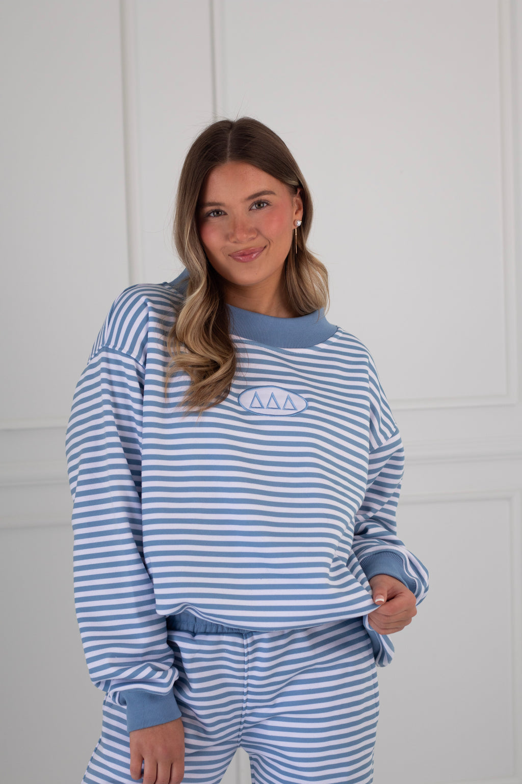 Sorority Patch Striped Mockneck