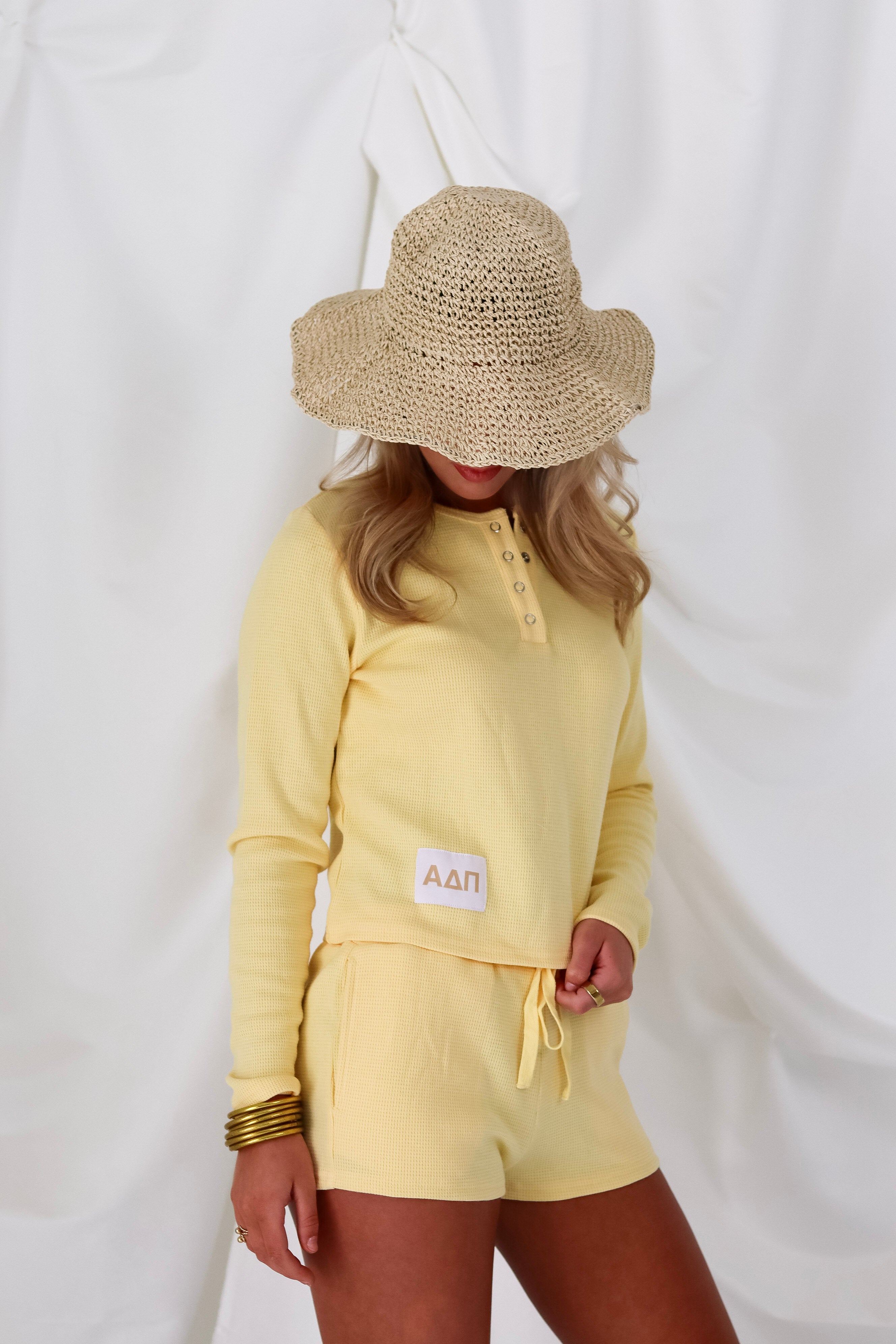 Sorority Yellow Tag Waffle-Knit Set
