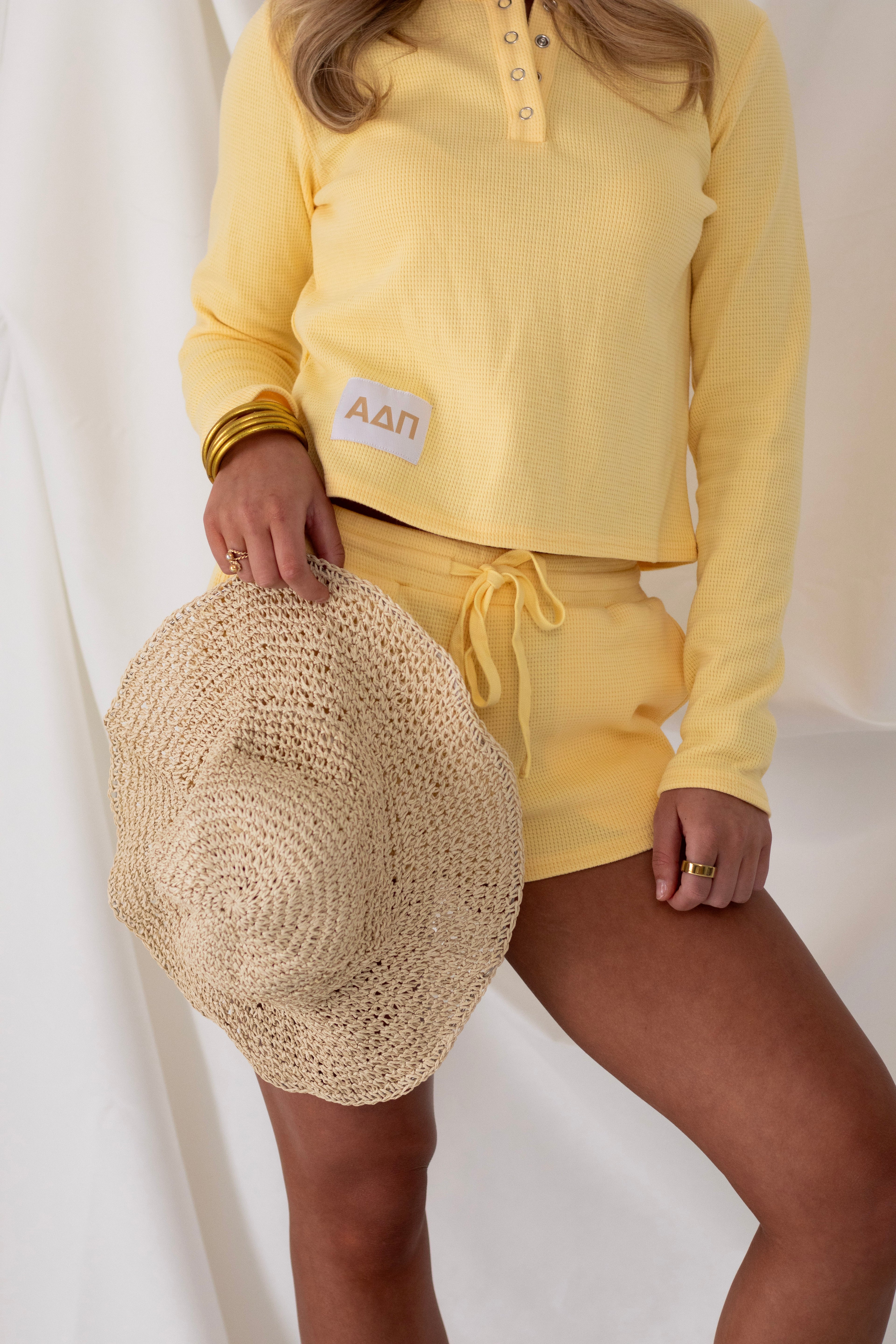 Sorority Yellow Tag Waffle-Knit Set