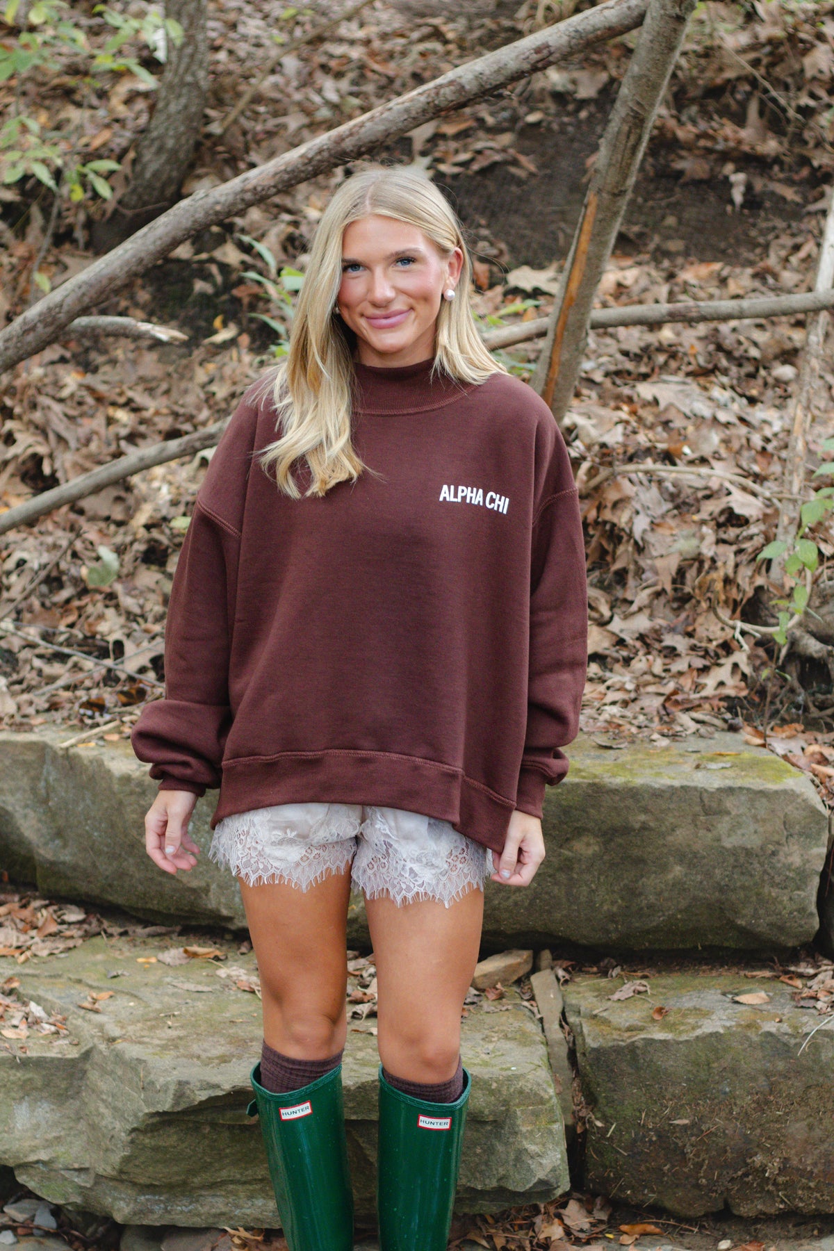 Fall Brown Classic Mockneck - Puff Print