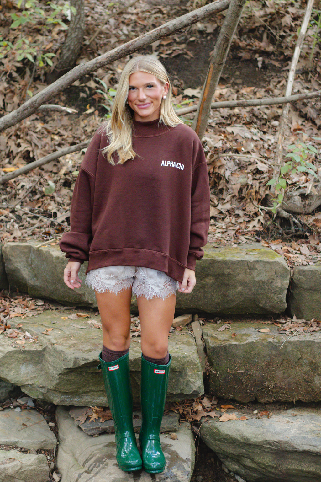 Fall Brown Classic Mockneck - Puff Print