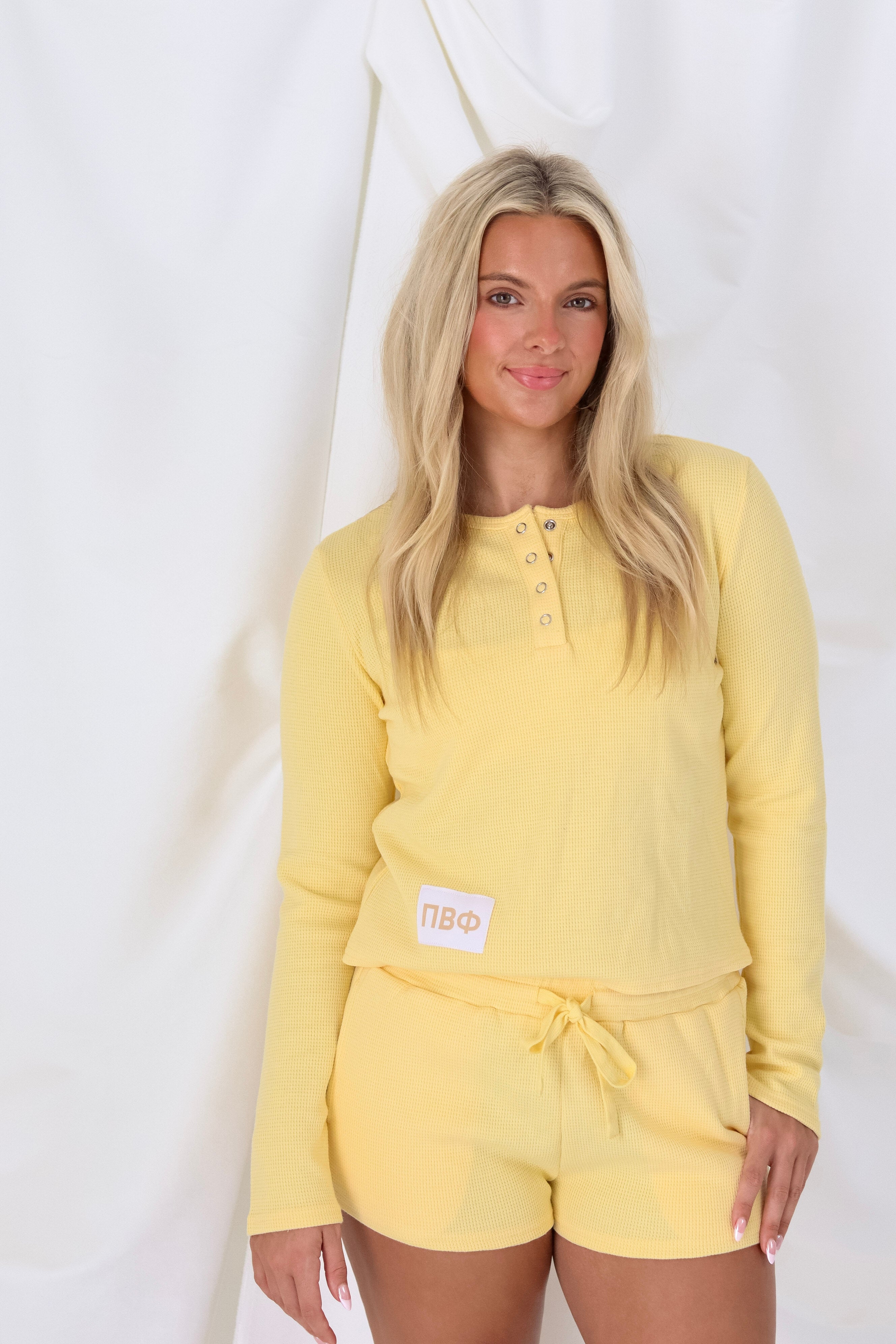 Sorority Yellow Tag Waffle-Knit Set