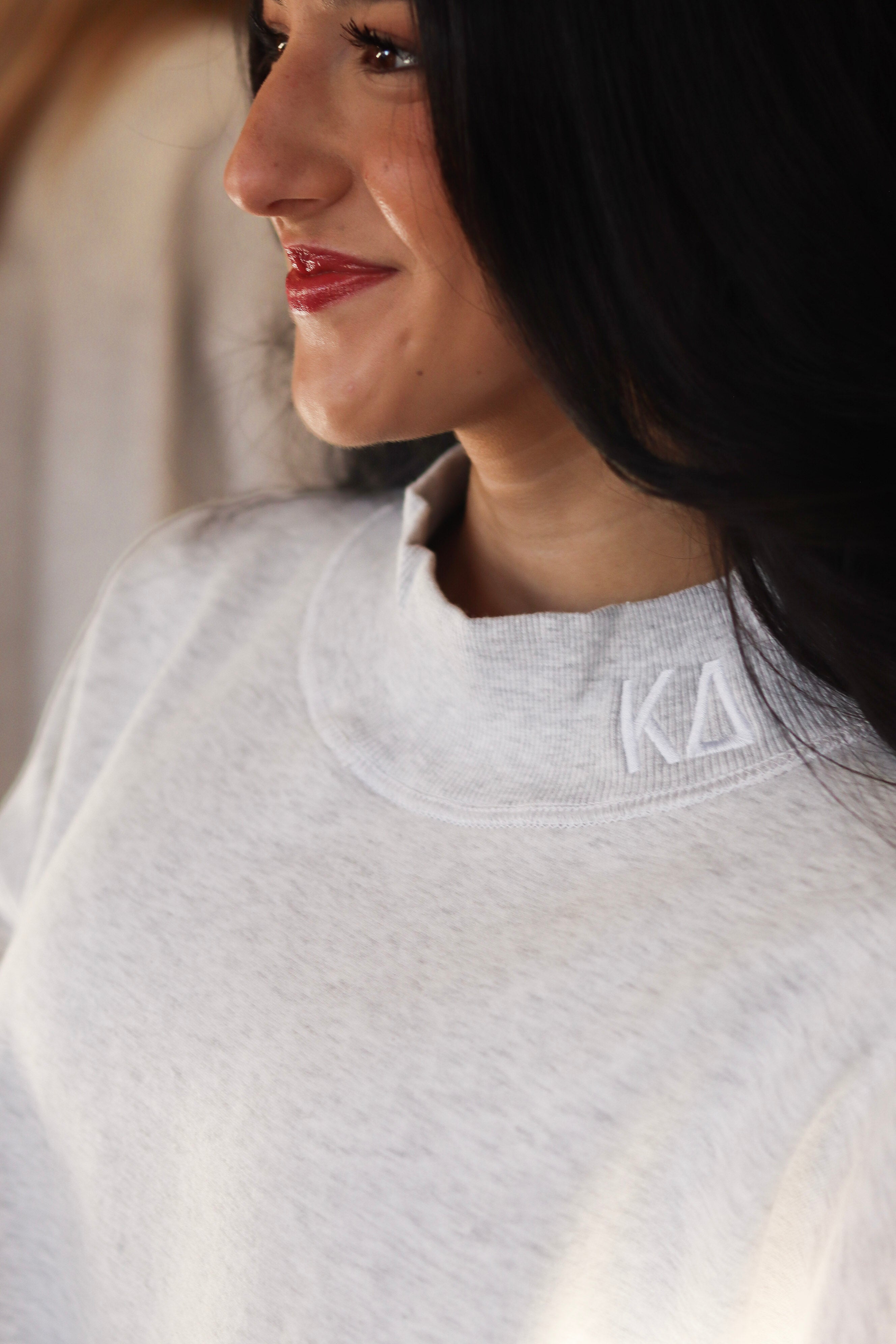 Sorority Embroidery Letter Mock Neck