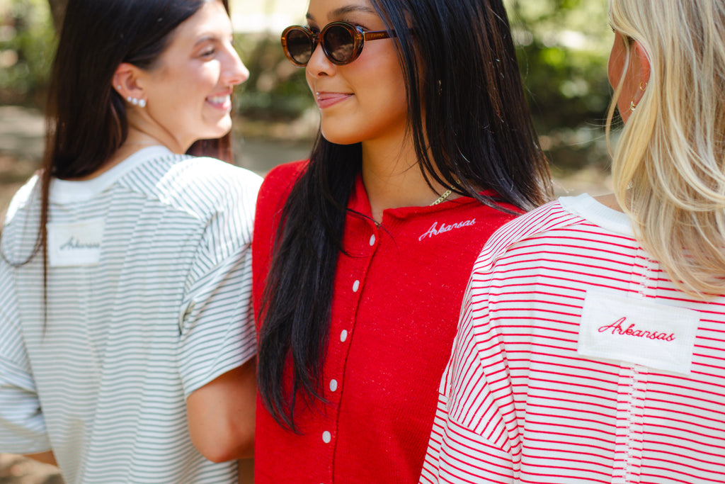 Arkansas Red Short-Sleeve Cardigan
