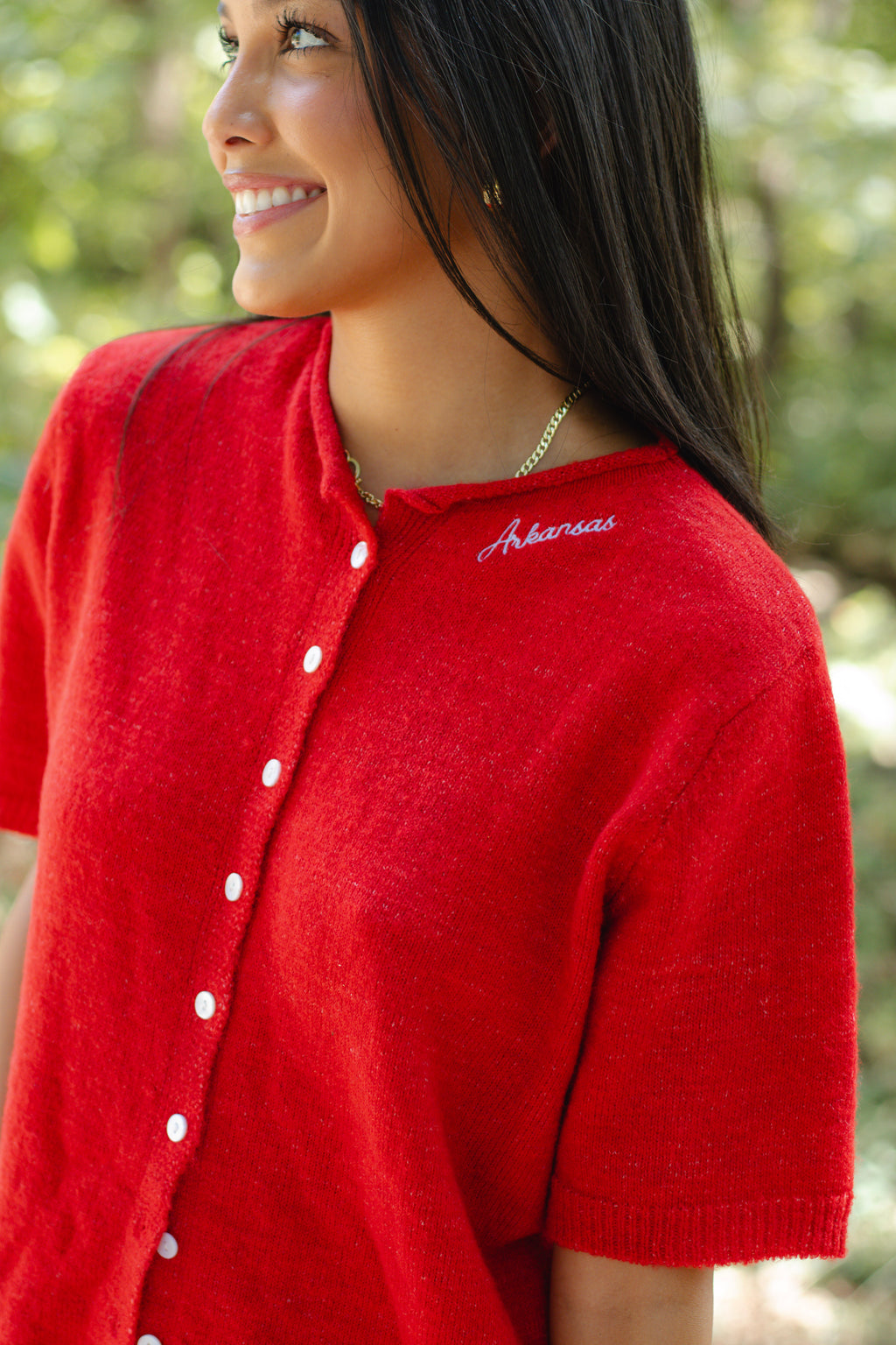 Arkansas Red Short-Sleeve Cardigan