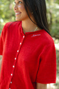 Arkansas Red Short-Sleeve Cardigan