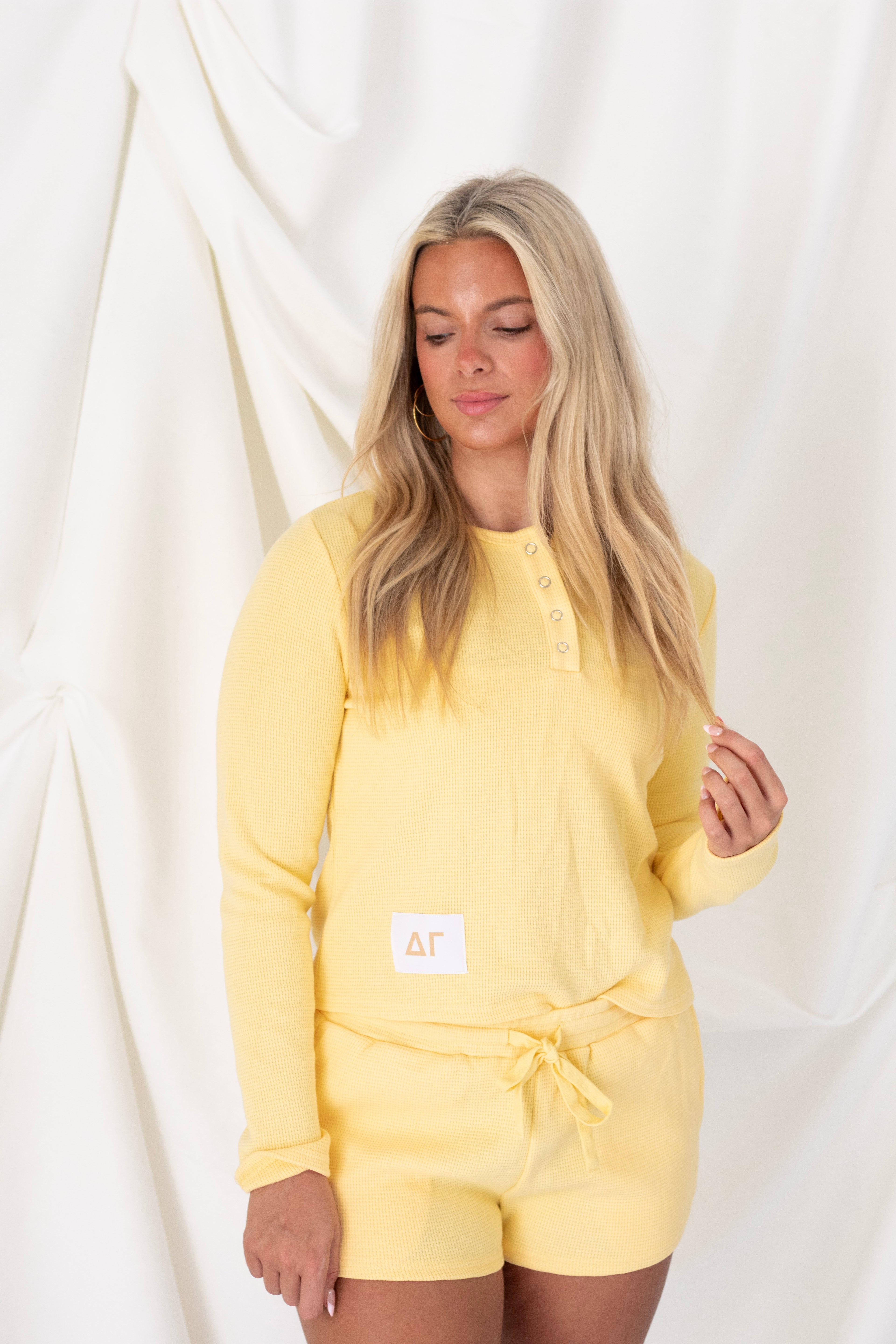 Sorority Yellow Tag Waffle-Knit Set