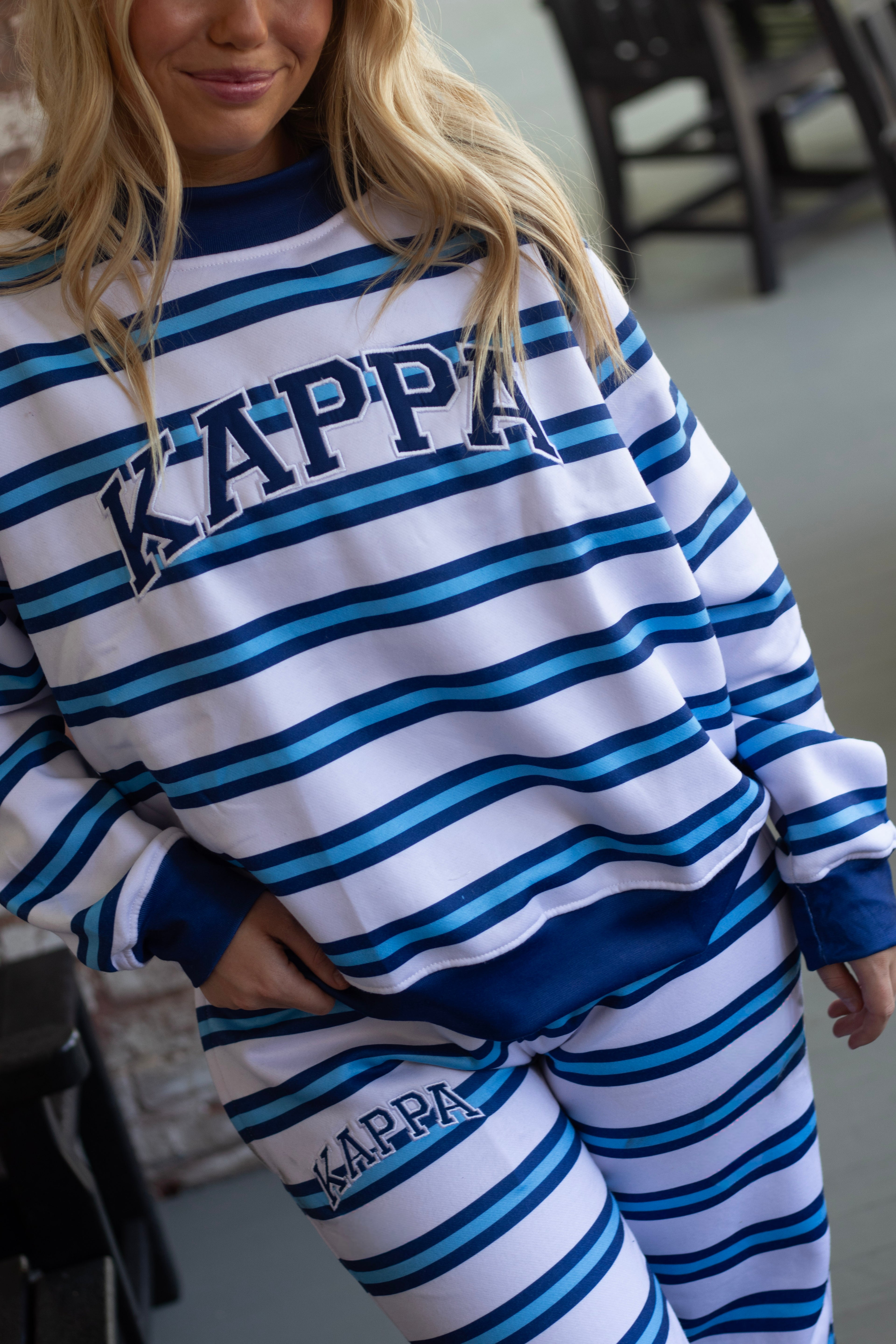 Kappa Kappa Gamma Blue & Blue Striped Mockneck