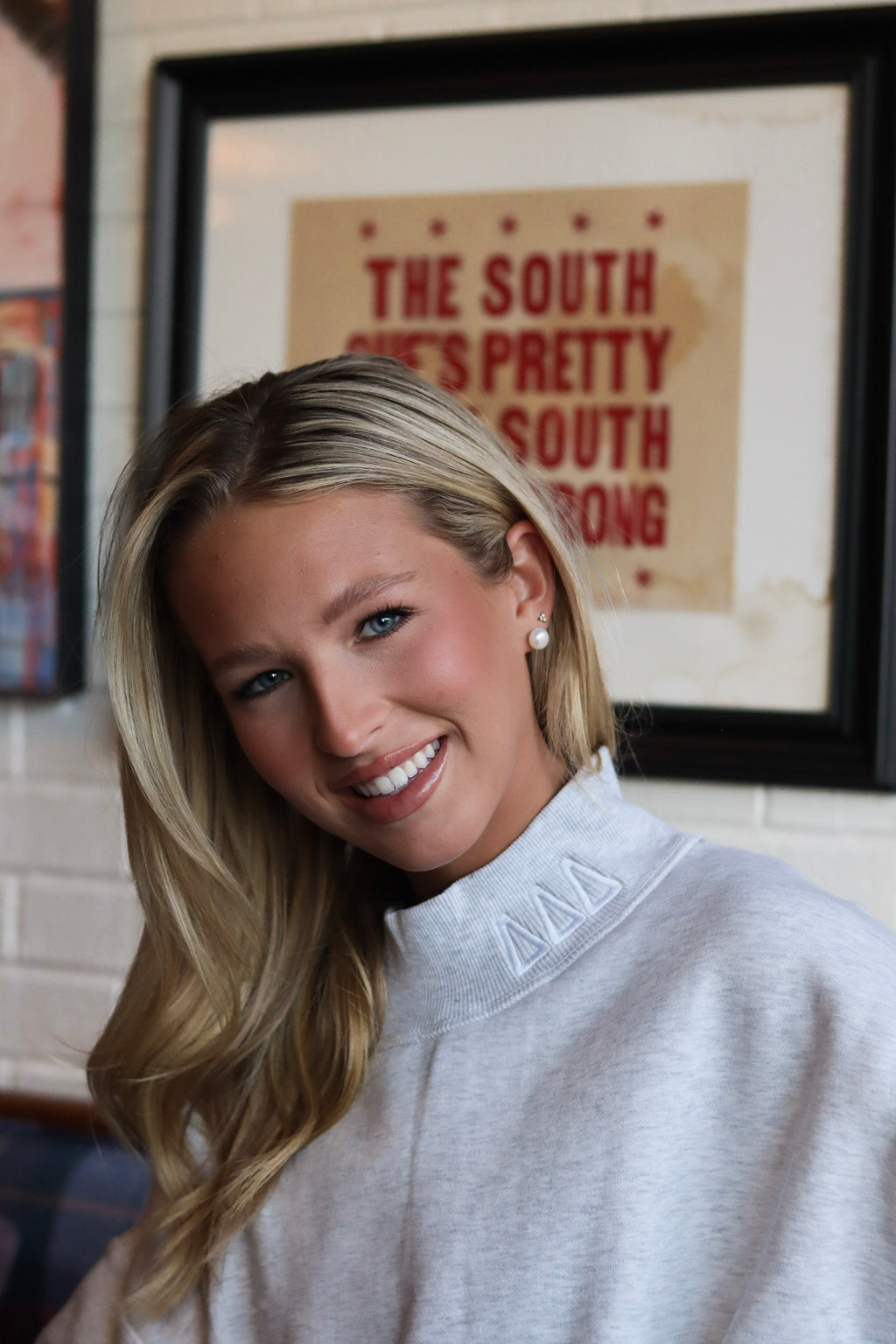 Sorority Embroidery Letter Mock Neck