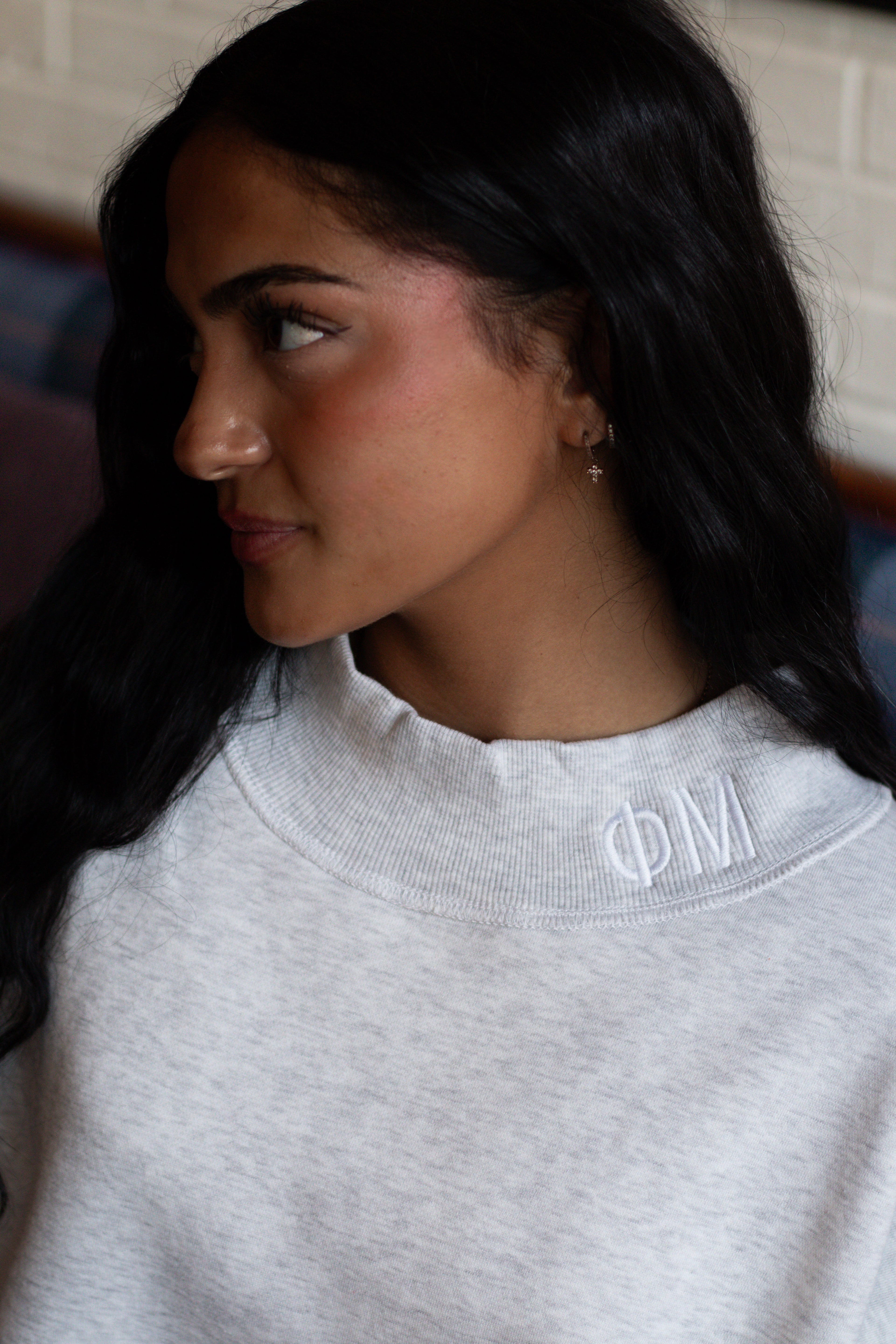 Sorority Embroidery Letter Mock Neck