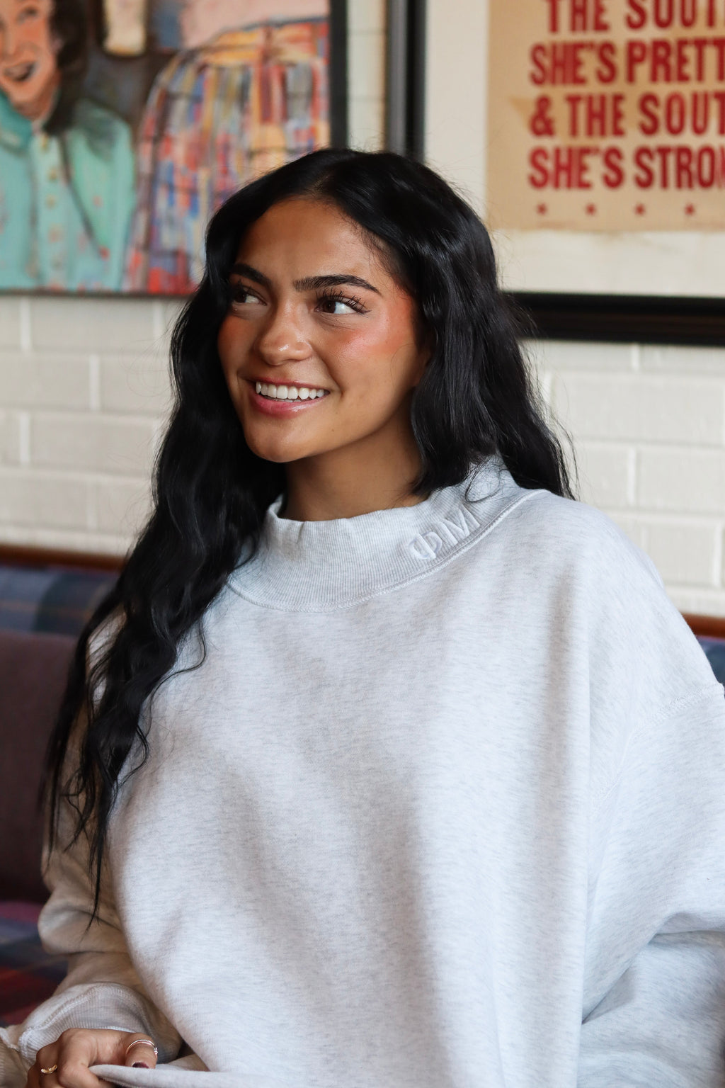 Sorority Embroidery Letter Mock Neck