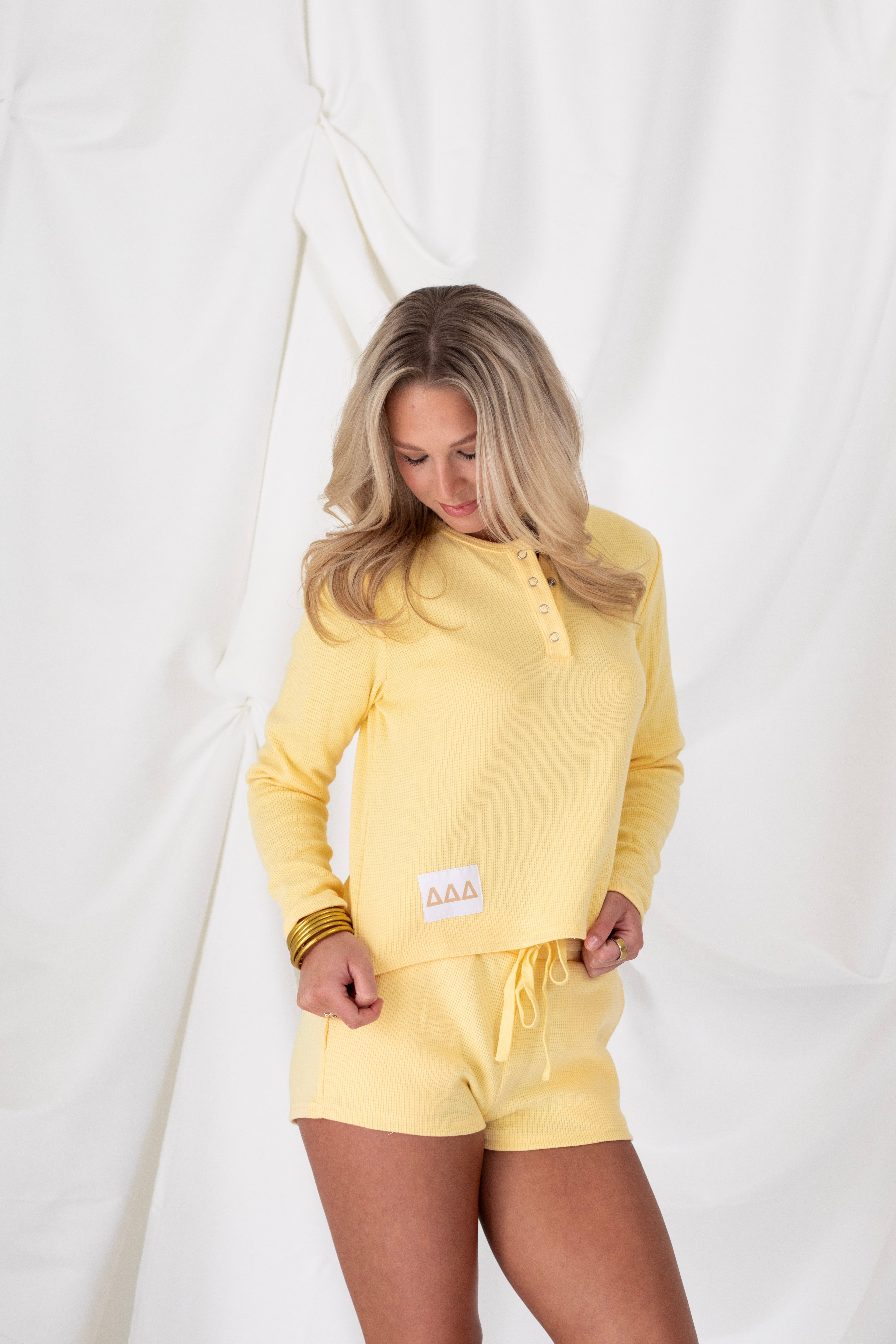 Sorority Yellow Tag Waffle-Knit Set