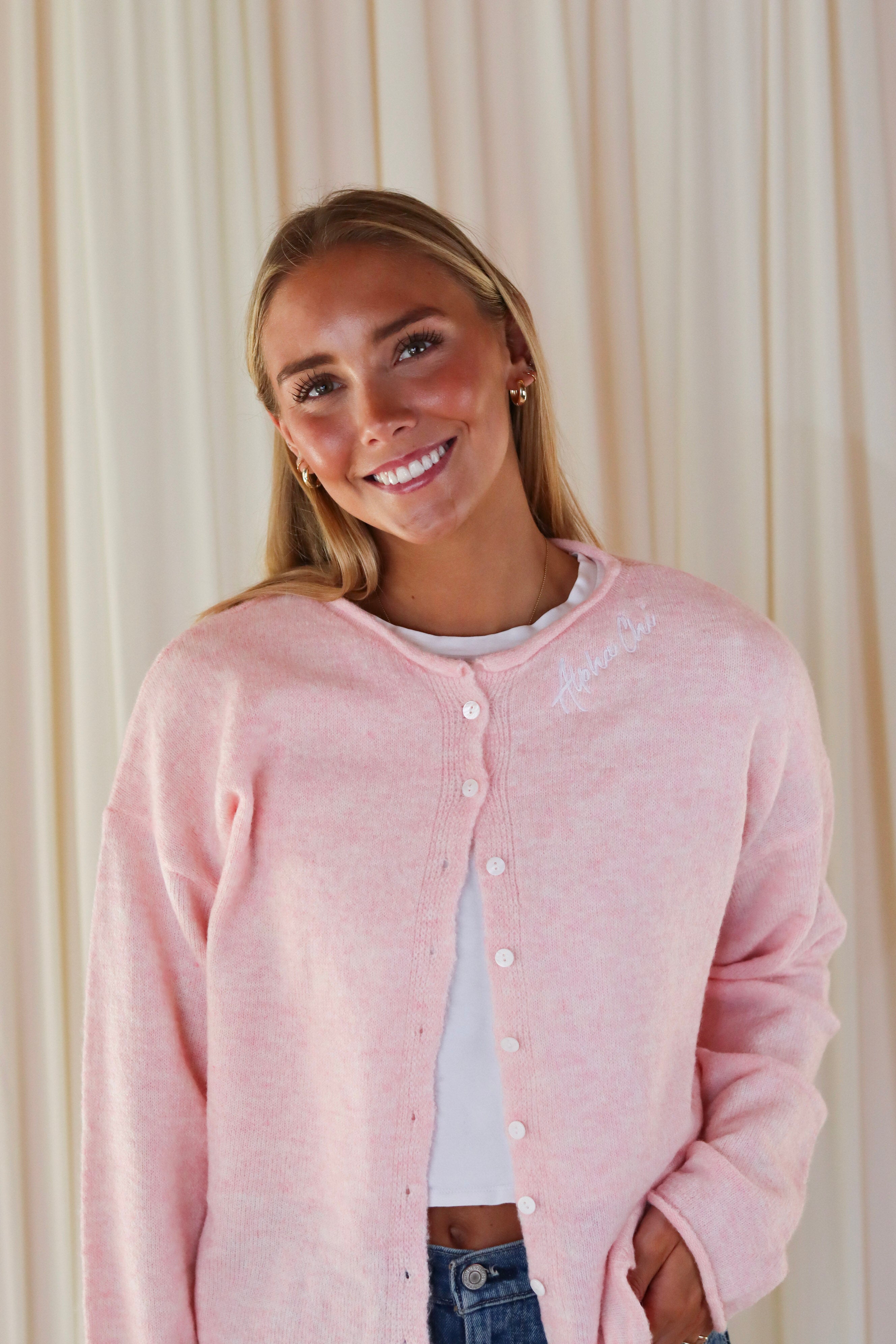 Sorority Light Pink Cardigan – Houndstooth Greek