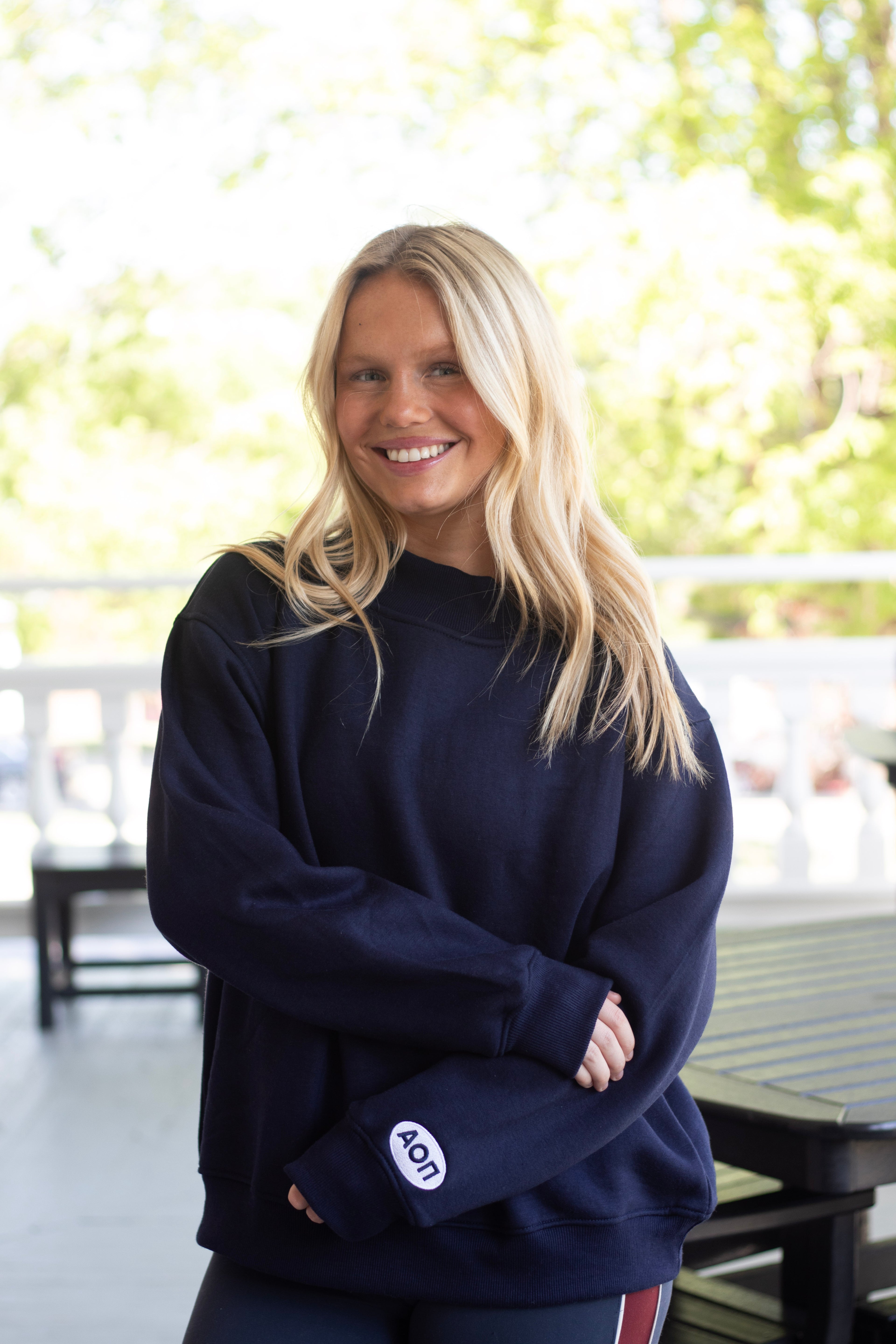Sorority Navy Patch Mockneck