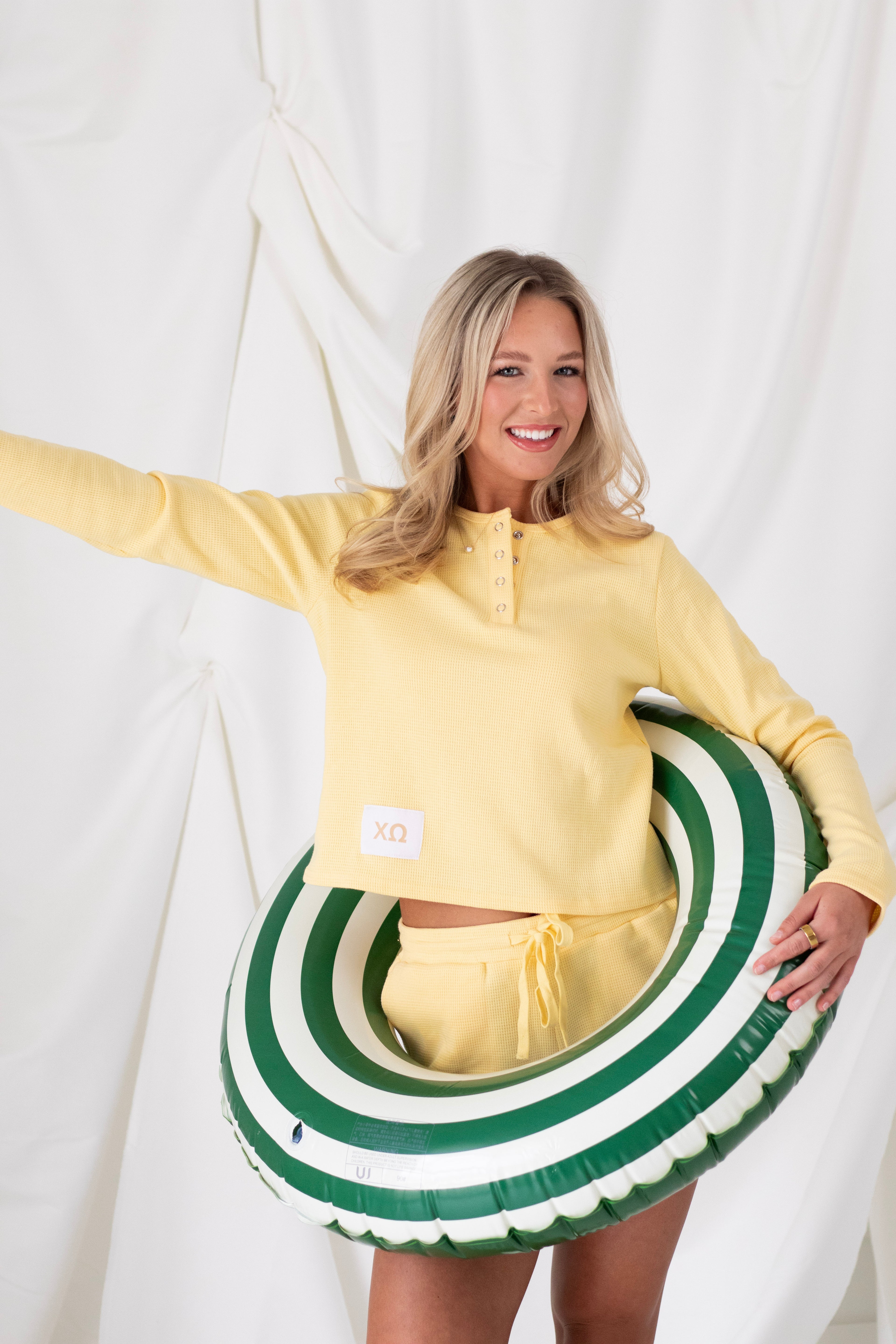 Sorority Yellow Tag Waffle-Knit Set