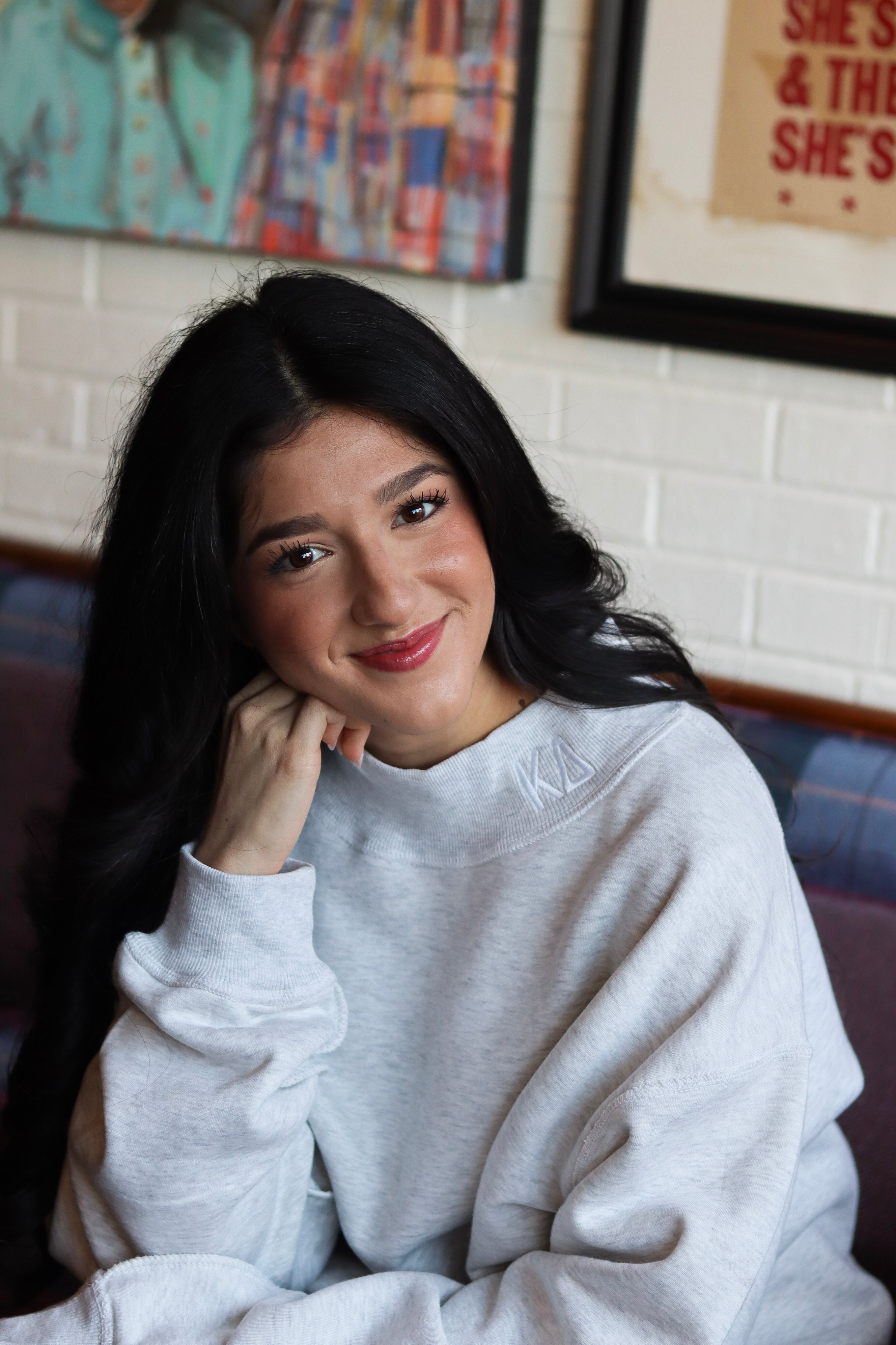 Sorority Embroidery Letter Mock Neck