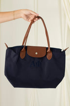 Sorority Embroidered Leather Tote Bag