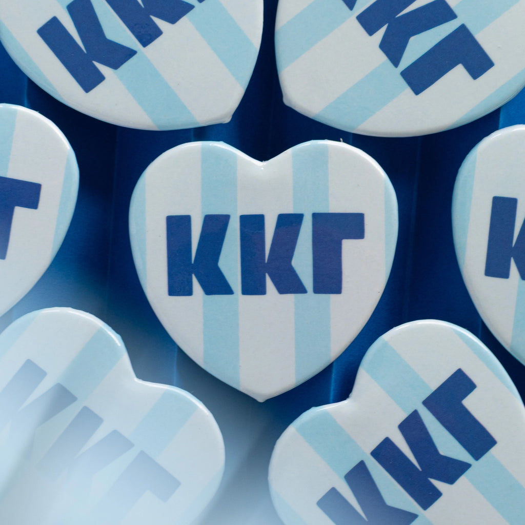 Sorority Stripe Heart Button