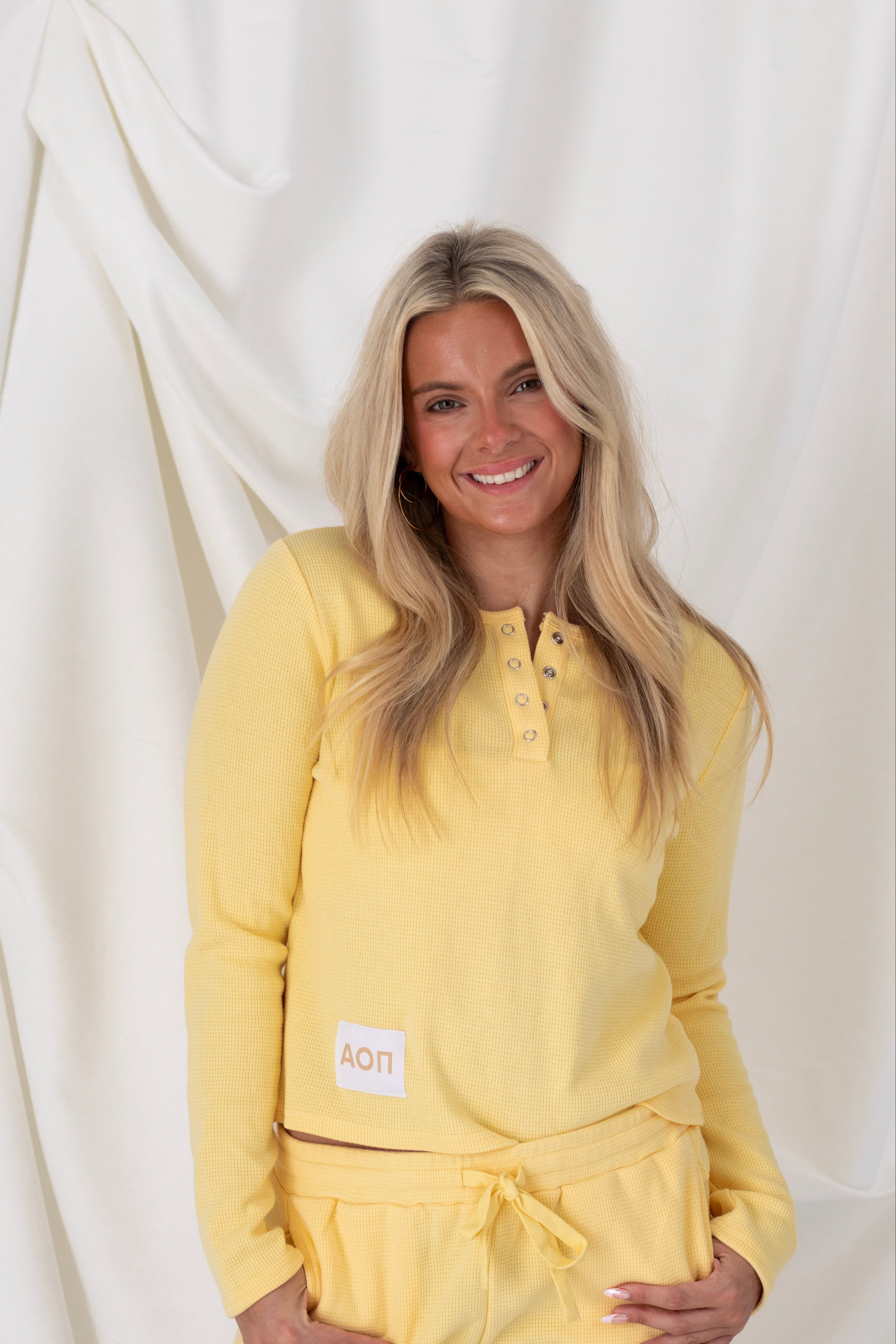 Sorority Yellow Tag Waffle-Knit Set