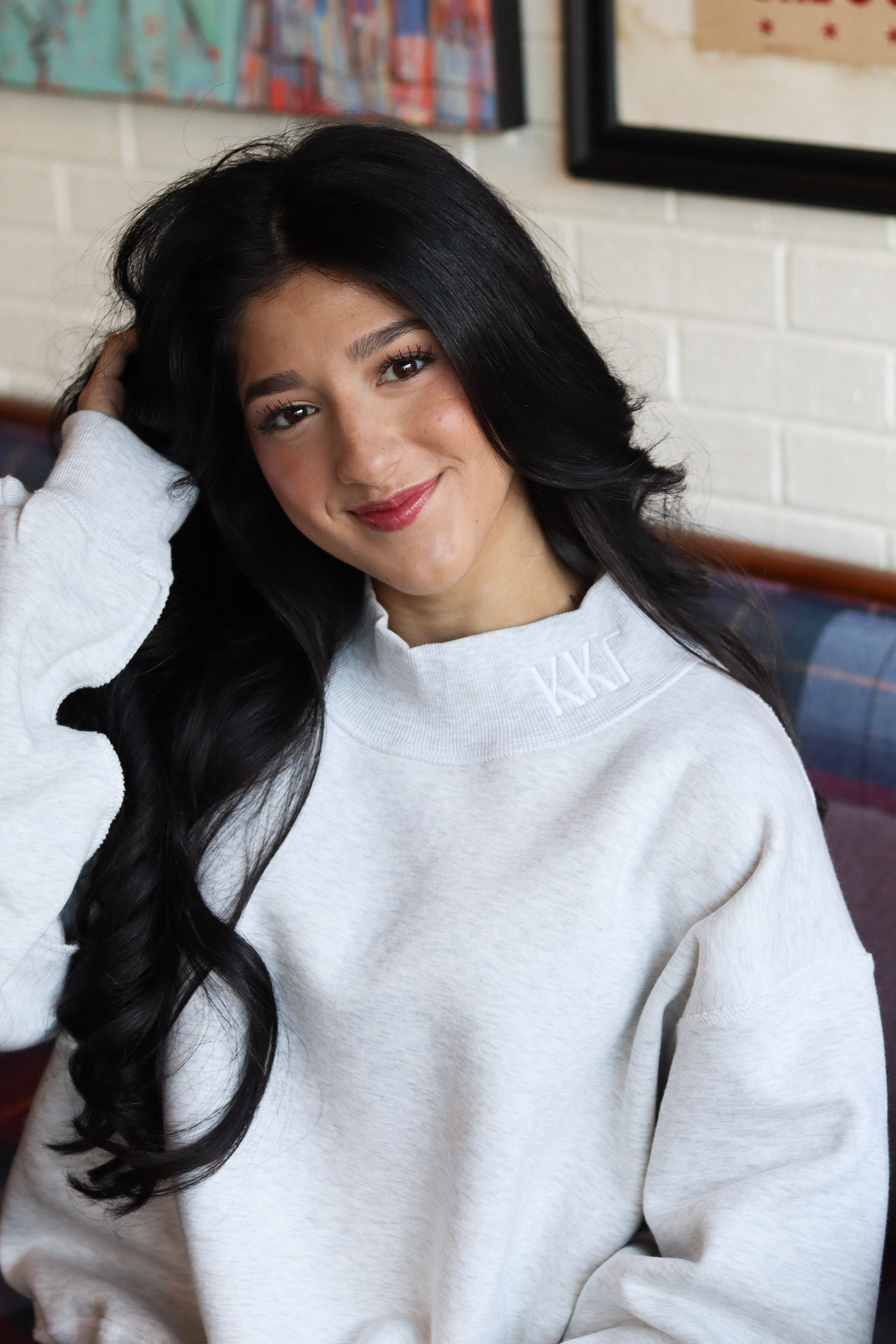 Sorority Embroidery Letter Mock Neck