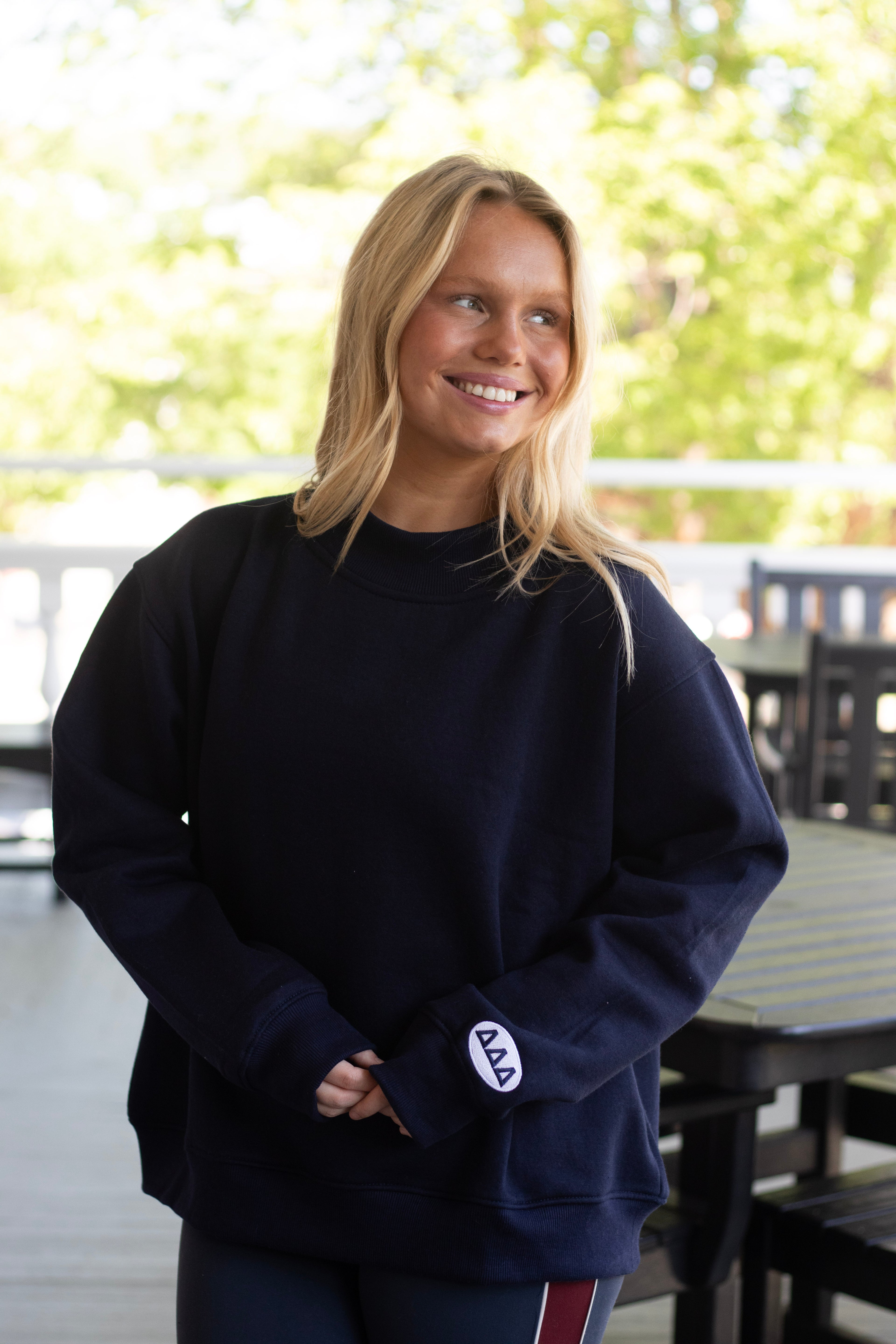Sorority Navy Patch Mockneck