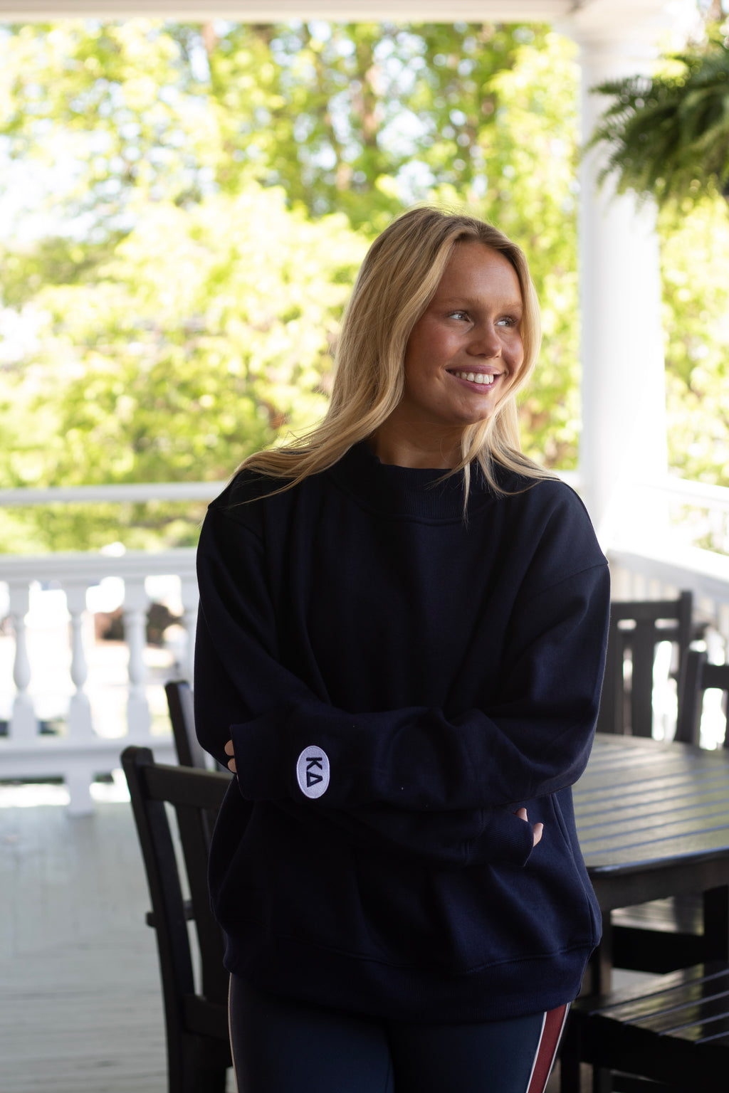 Sorority Navy Patch Mockneck