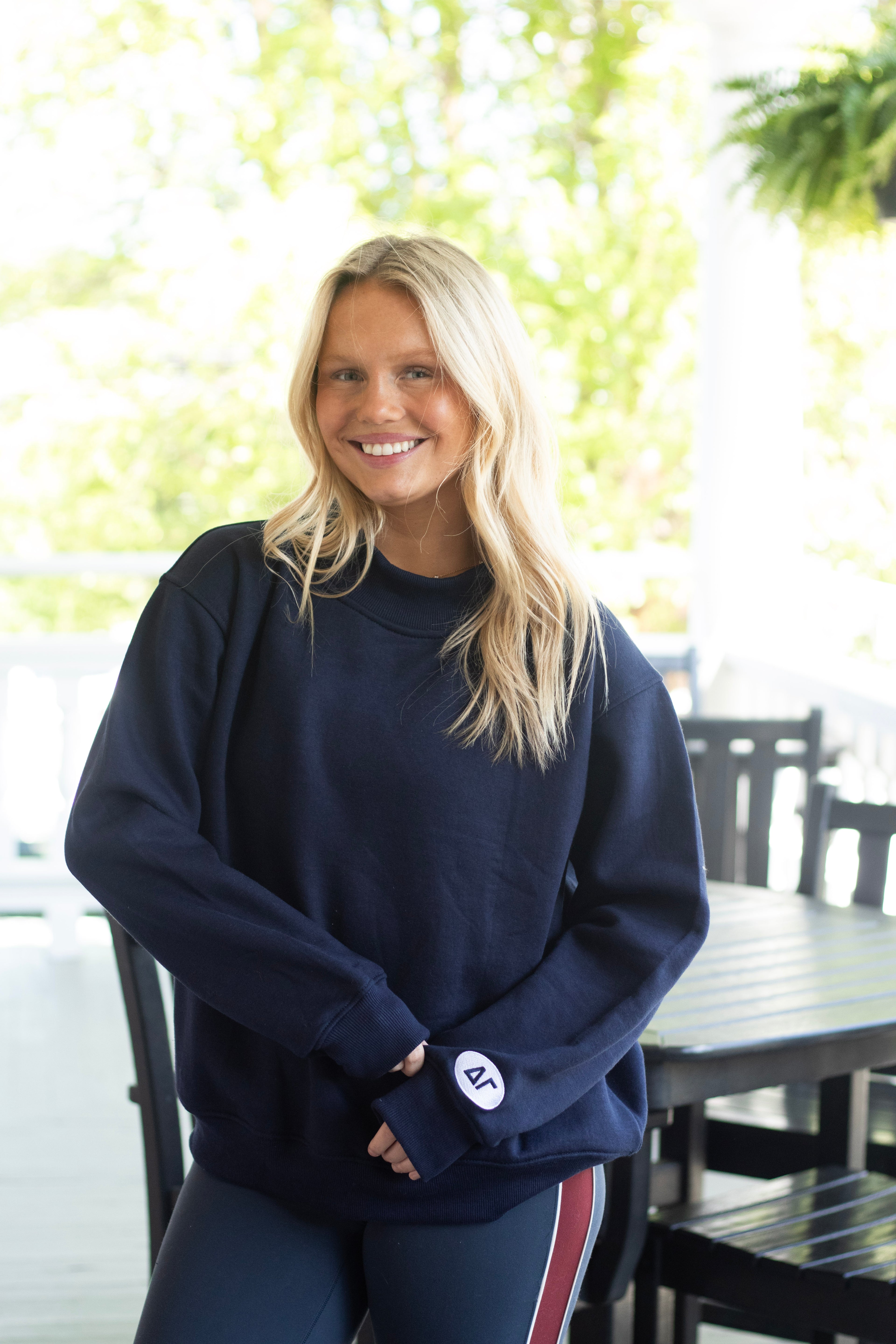 Sorority Navy Patch Mockneck