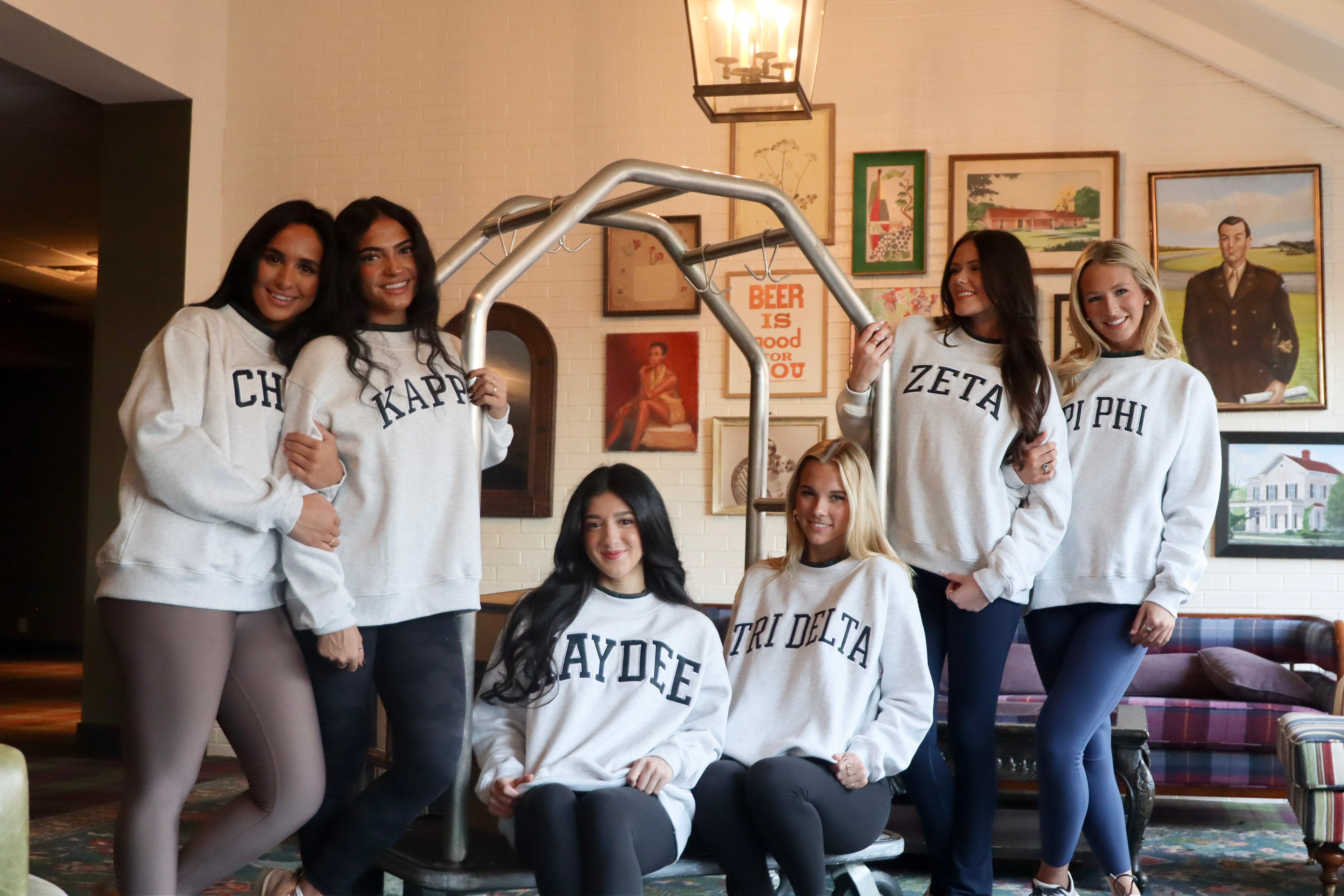 Sorority Plaid Accent Mock Neck