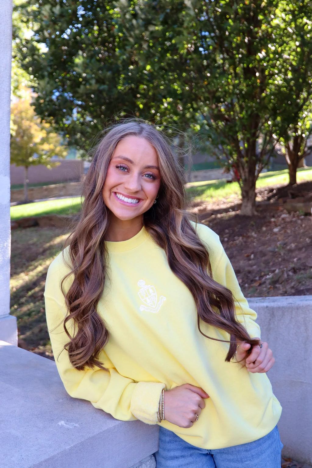 Sorority Embroidered Crest Crewneck