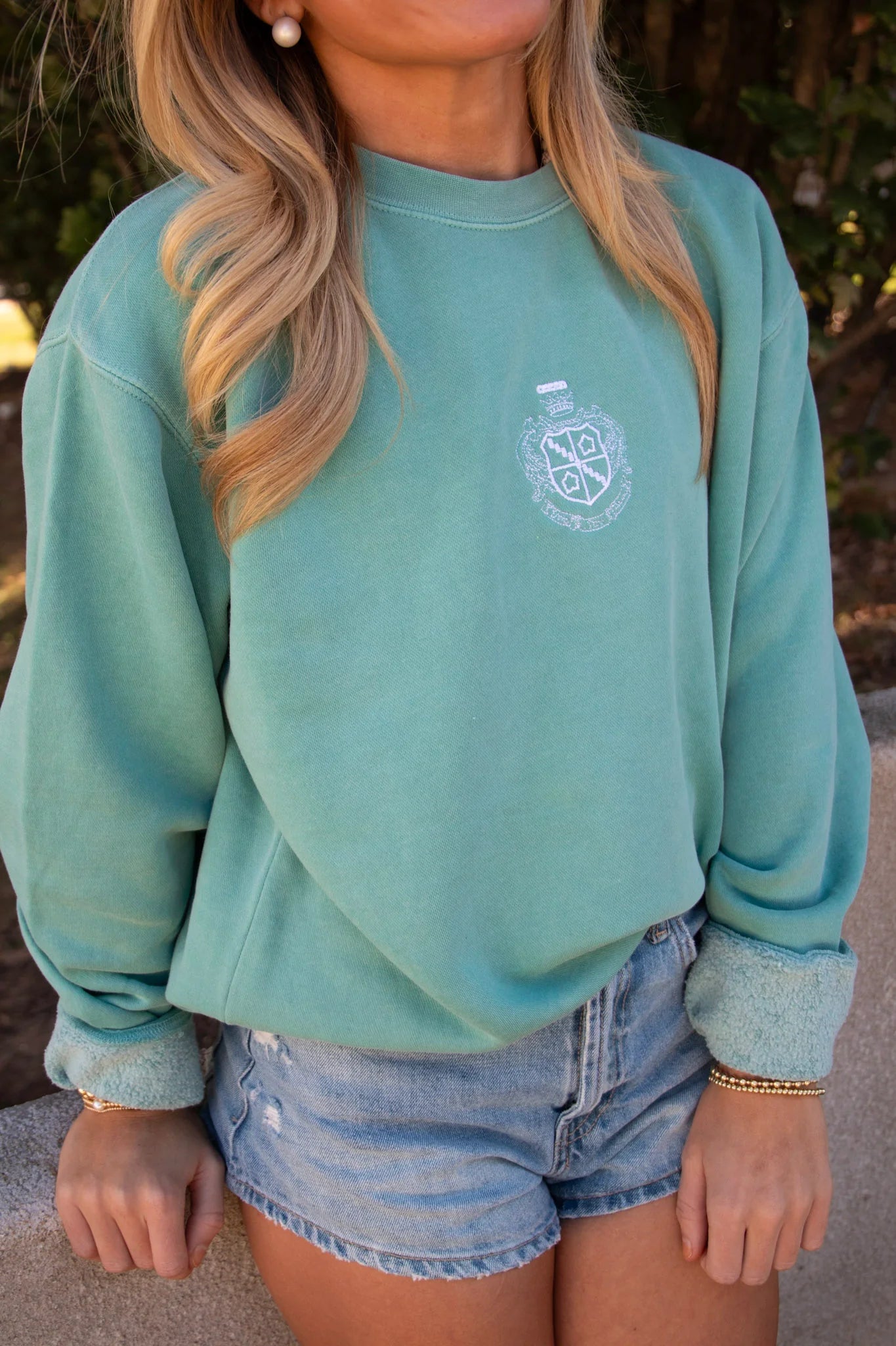 Sorority Embroidered Crest Crewneck