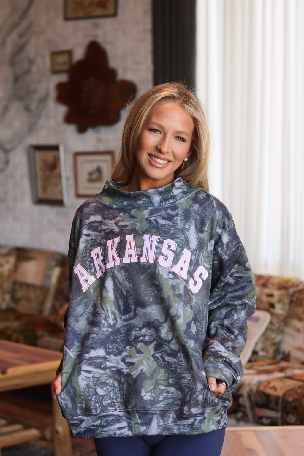 Arkansas Camo Mock Neck
