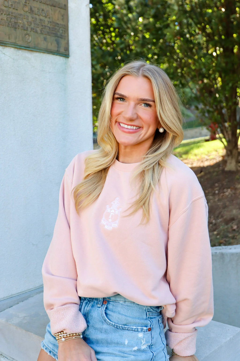 Sorority Embroidered Crest Crewneck