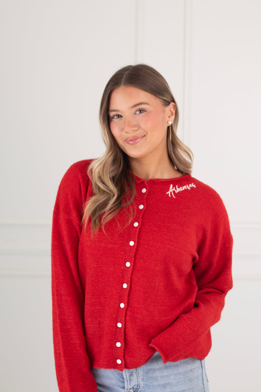 Arkansas Red Long-Sleeve Cardigan