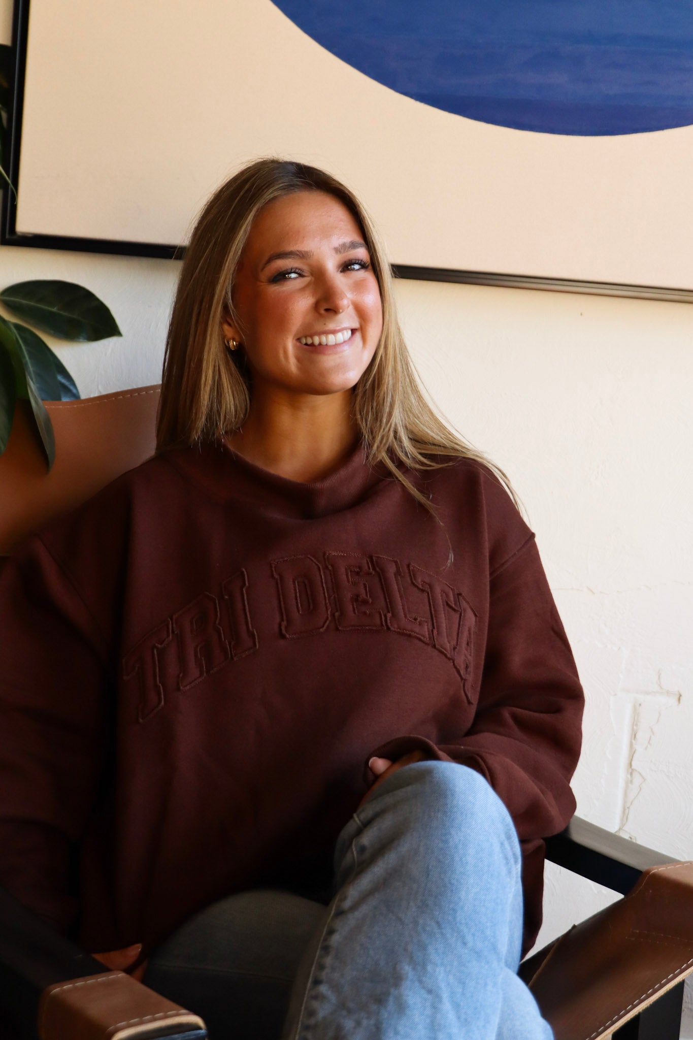 Delta Delta Delta Brown Mockneck