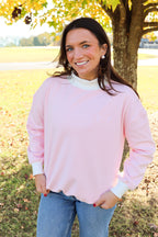Sorority Symbol Embroidered Striped Mock Neck