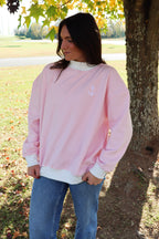 Sorority Symbol Embroidered Striped Mock Neck