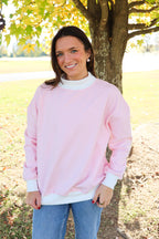 Sorority Symbol Embroidered Striped Mock Neck
