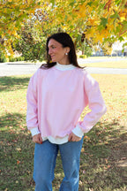 Sorority Symbol Embroidered Striped Mock Neck