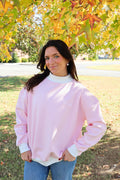 Sorority Symbol Embroidered Striped Mockneck
